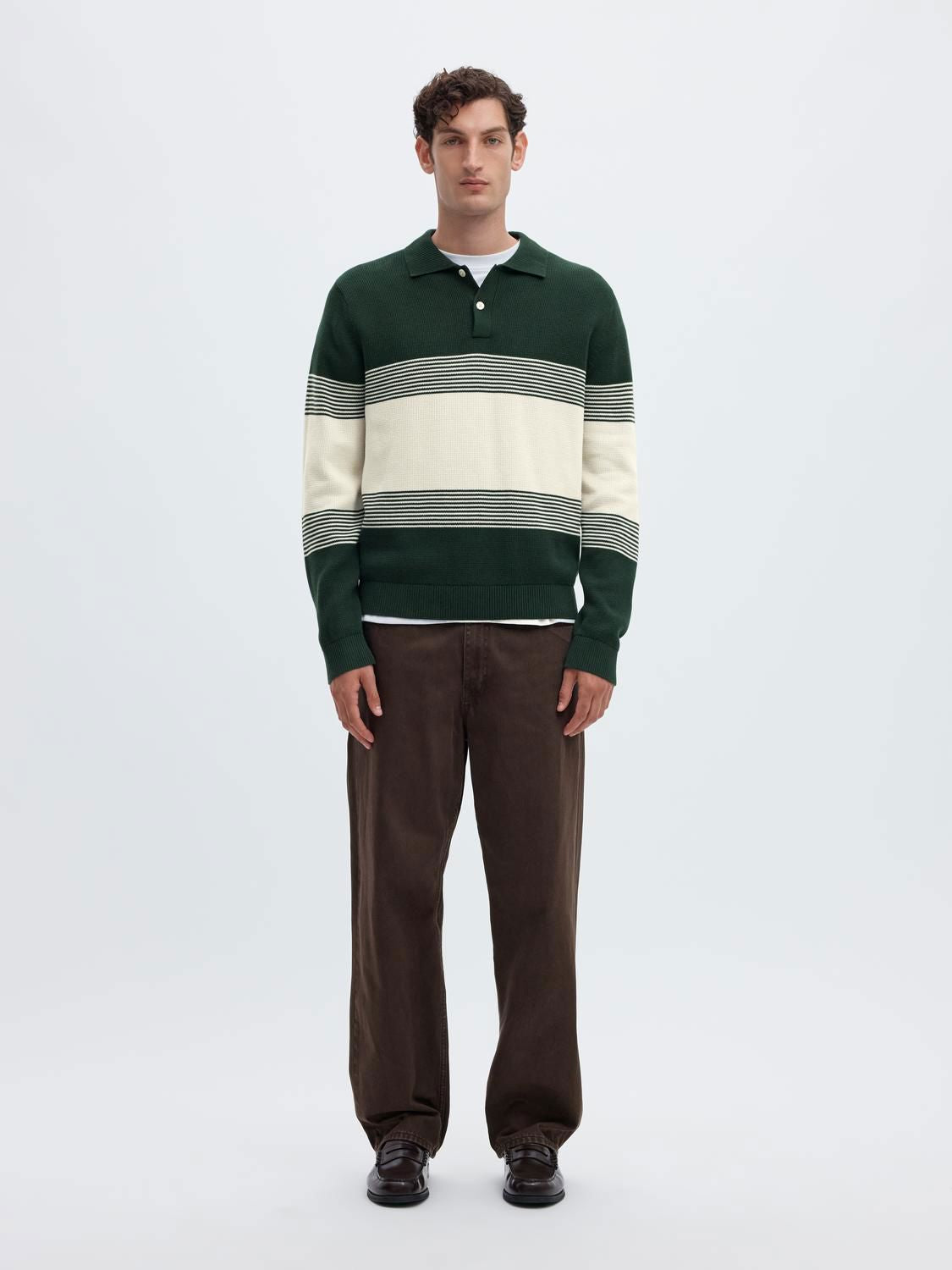 Slmdane Ls Knit Stripe Polo