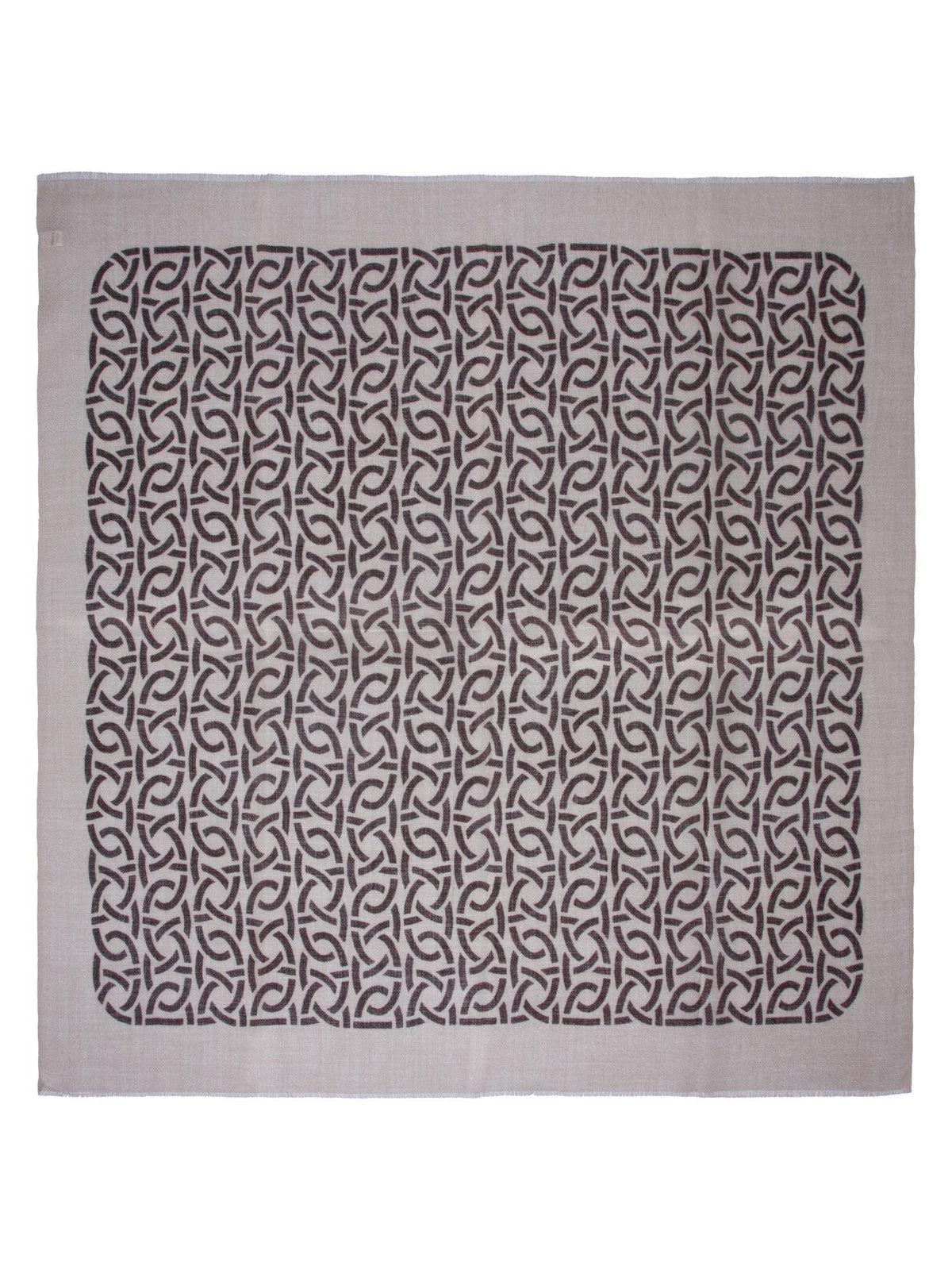 Skjerf ull m/mønster beige/brun