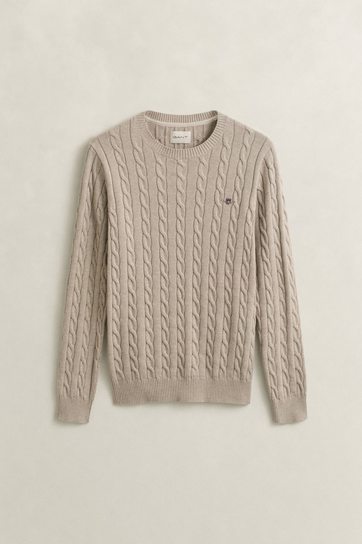 COTTON CABLE C-NECK 8050601 OAT MELANGE