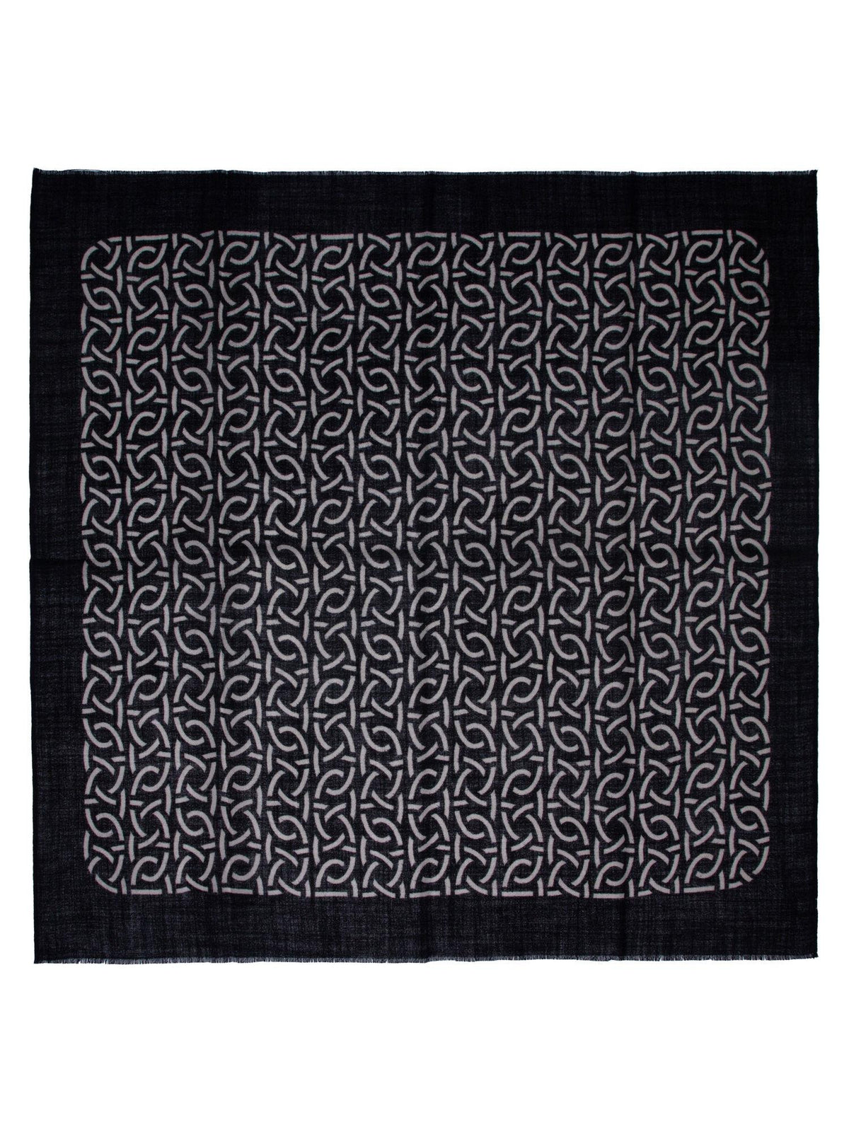 Skjerf ull m/mønster sort/beige