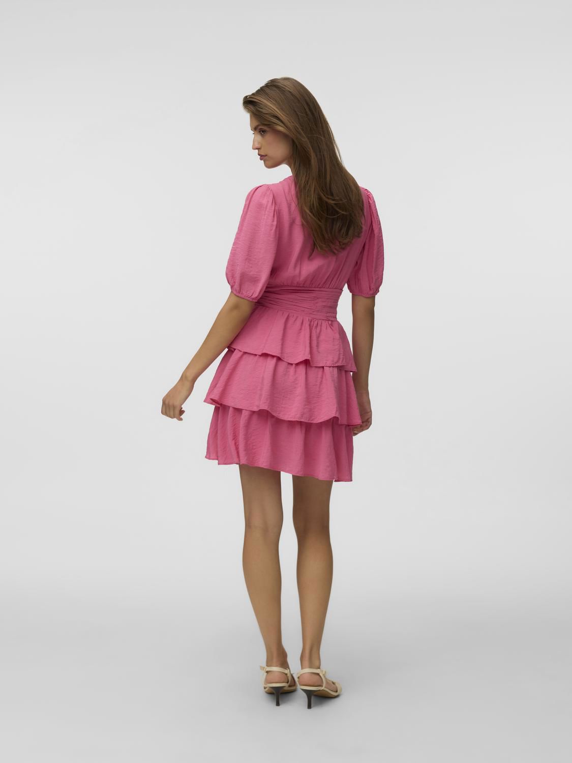 Vmlise 2/4 V-Neck Short Dress Wvn Exp