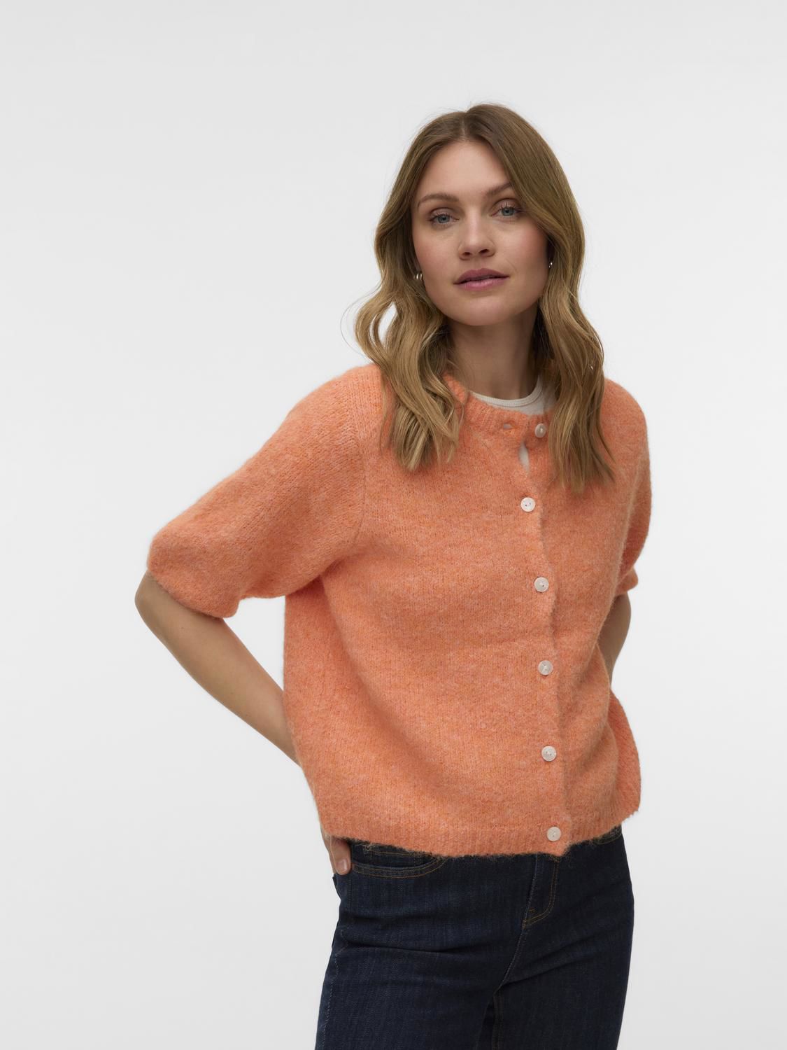 Vmkara 2/4 O-Neck Button Cardigan Exp