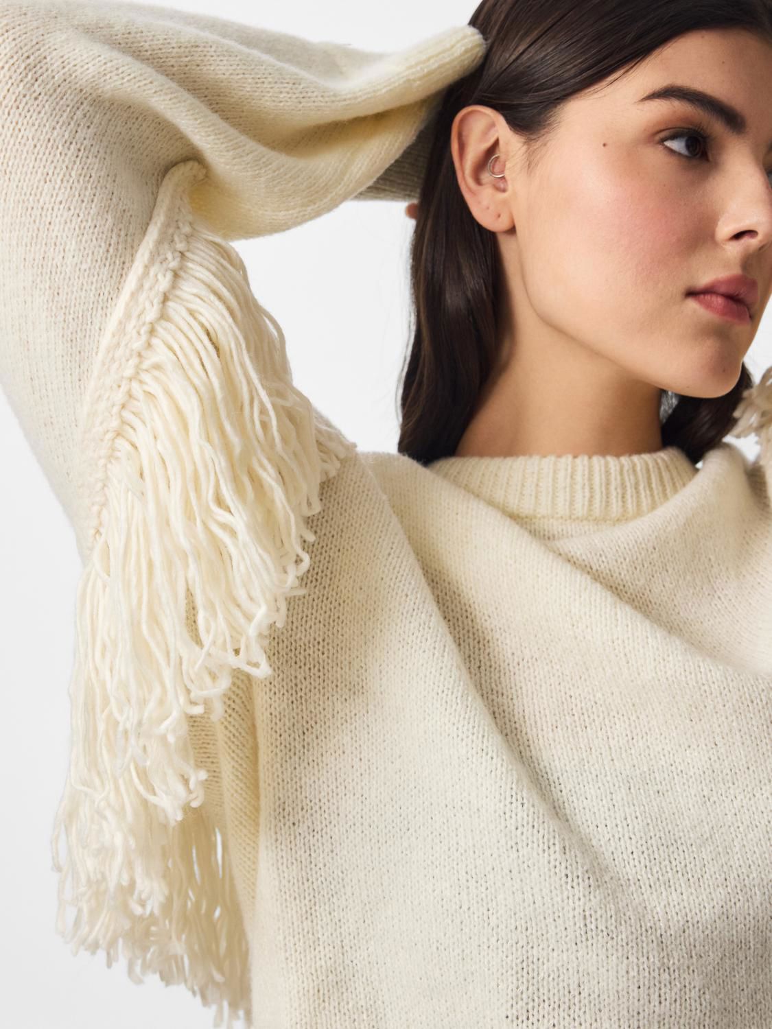 Pciva Ls O-Neck Fringes Knit Bc D2d