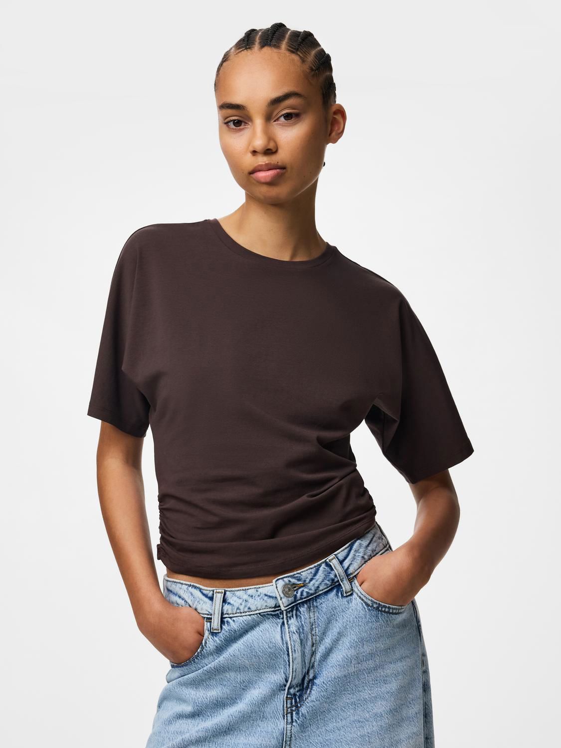 Pcalli Ss O-Neck Top Jrs Dm
