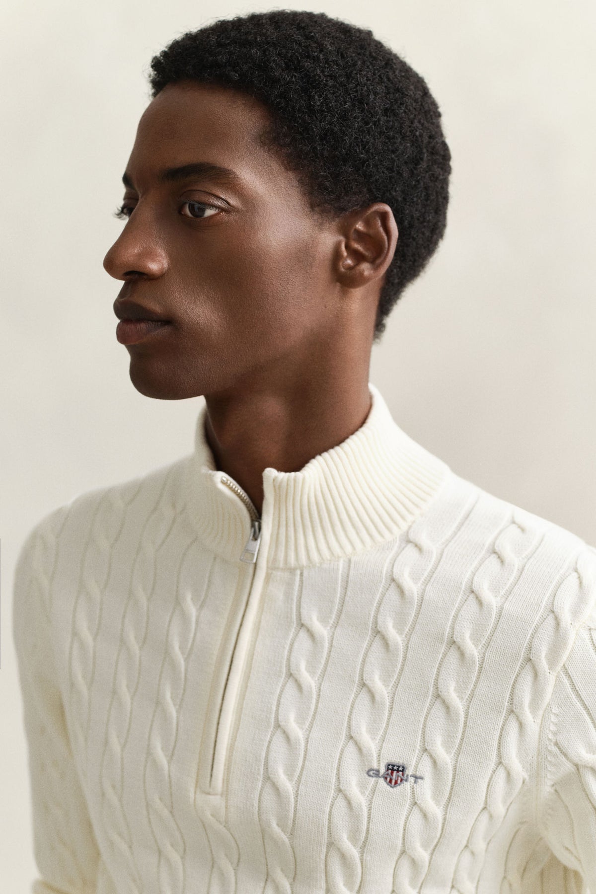 COTTON CABLE HALFZIP 8050603 CREAM