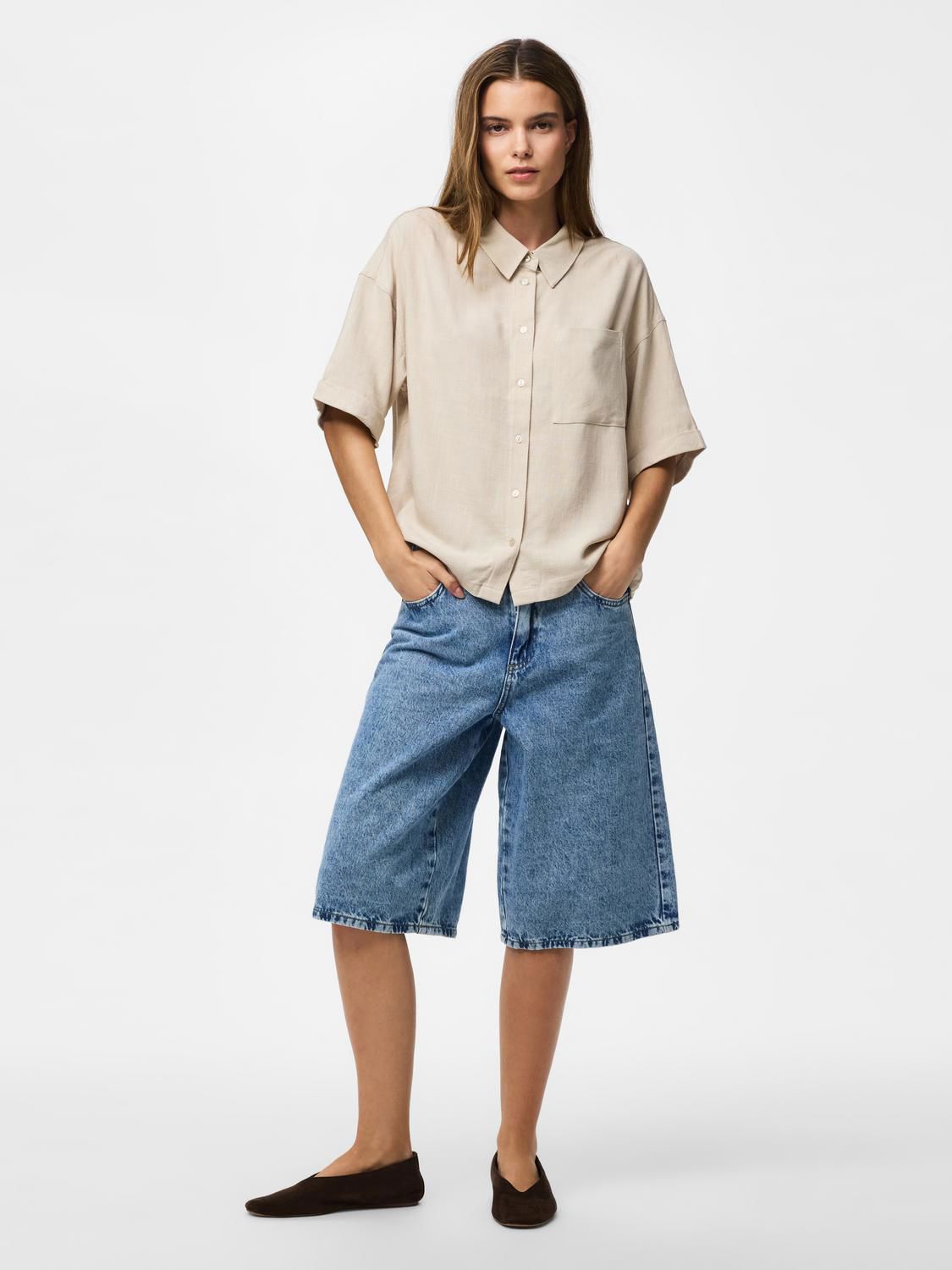 Pcvinsty Short 2/4 Shirt Wvn