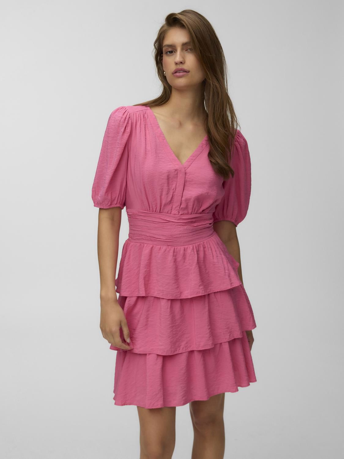 Vmlise 2/4 V-Neck Short Dress Wvn Exp