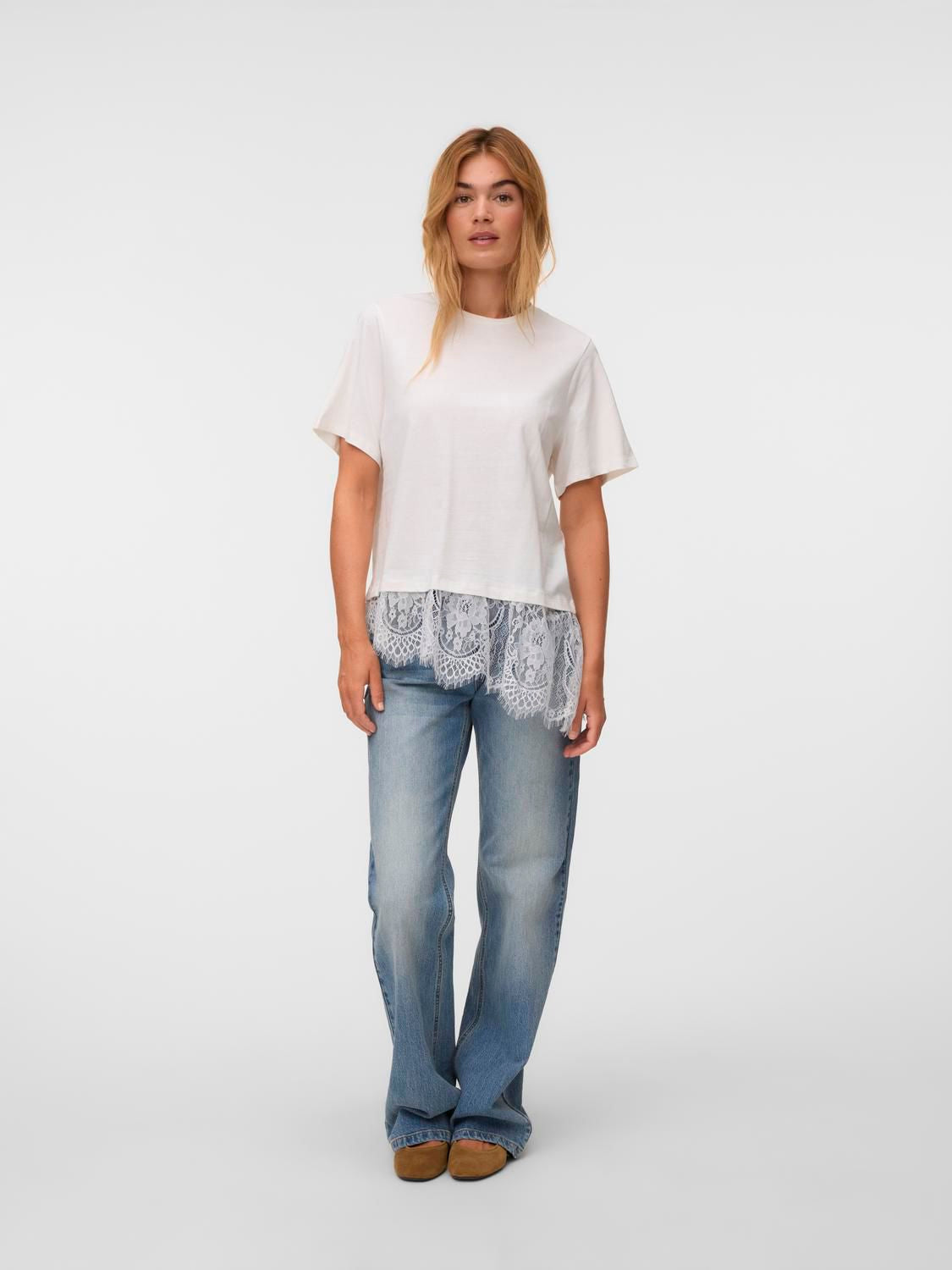Vmbrit Ss O-Neck Lace T-Shirt Jrs