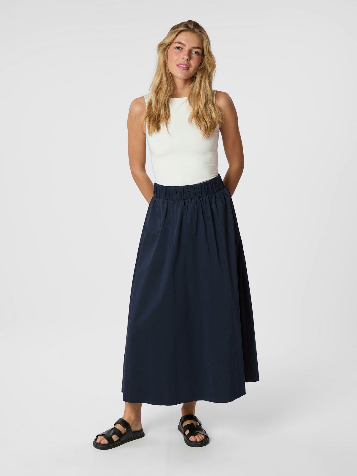Yara Long Poplin Skirt