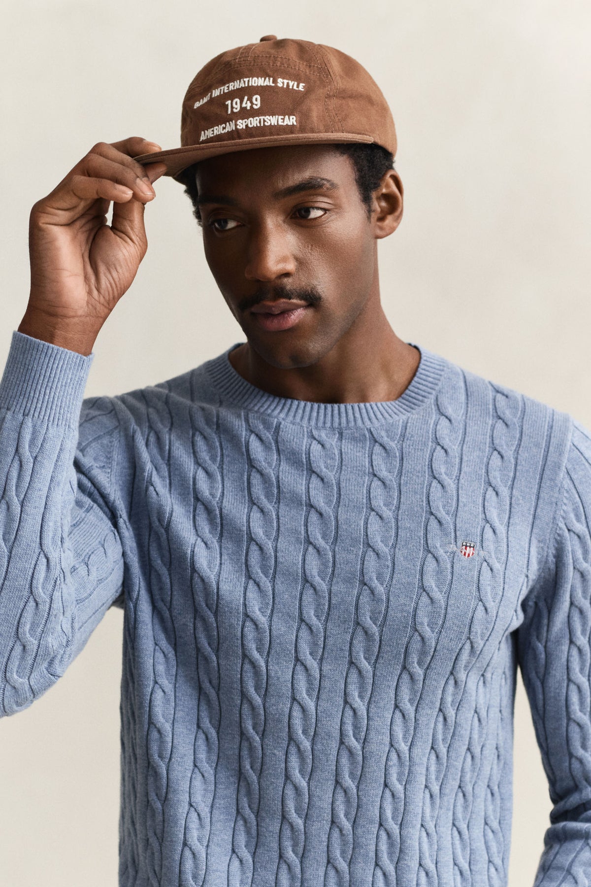 COTTON CABLE C-NECK 8050601 FADED DENIM