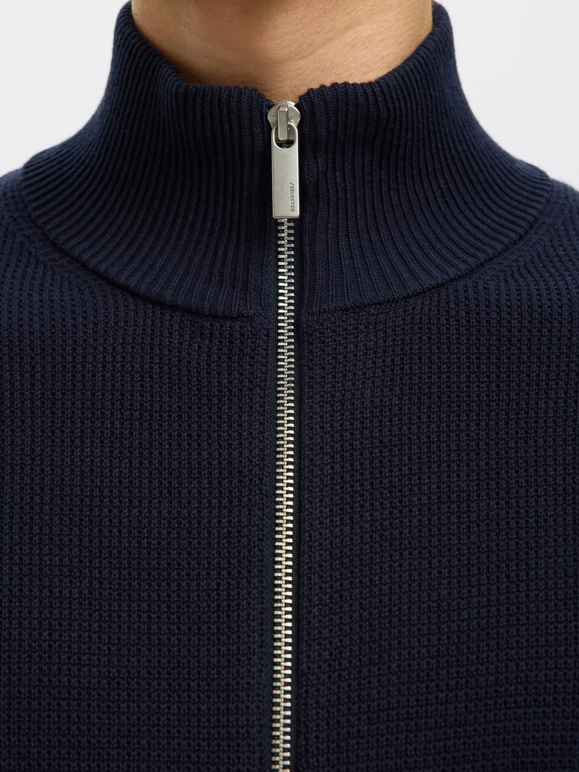 Slmdane Ls Knit Reg Struc Full Zip Noos