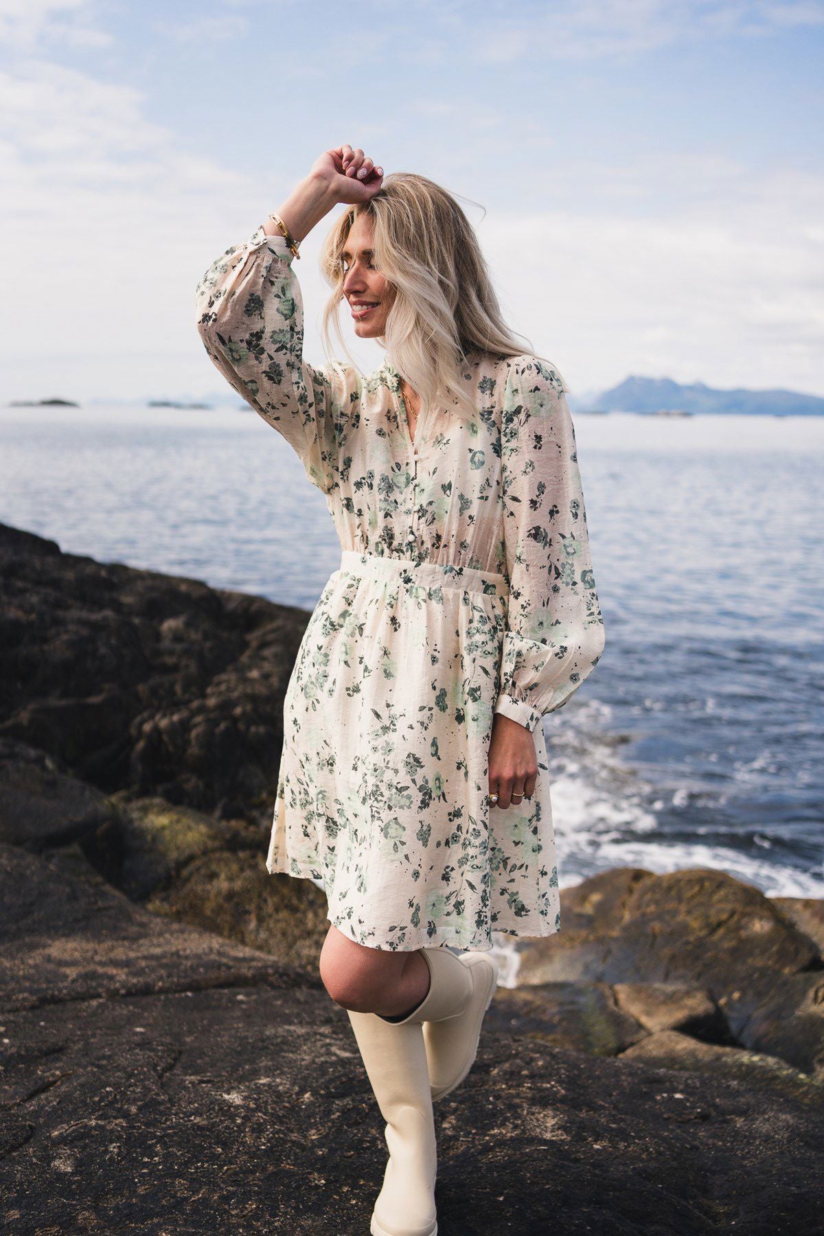 RAUSAnna Dress AOP GREEN TINT FLWR