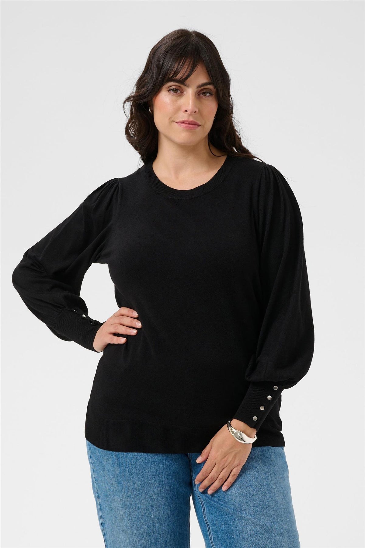 Kclizzy Round Neck Pullover Buttons