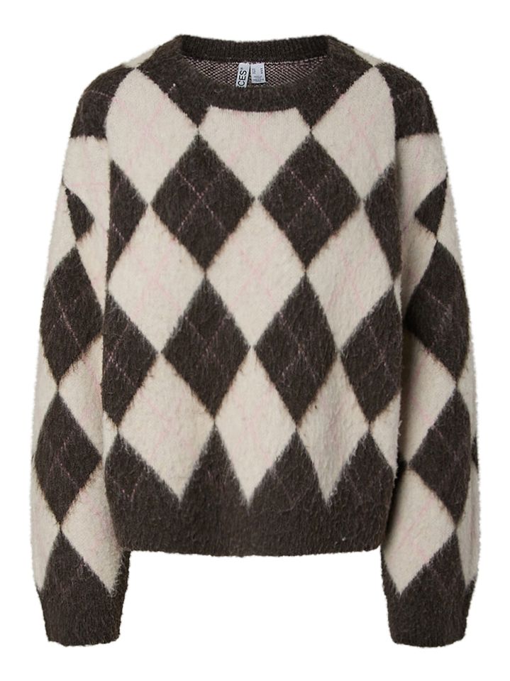 Pcalva Ls Loose O-Neck Check Knit