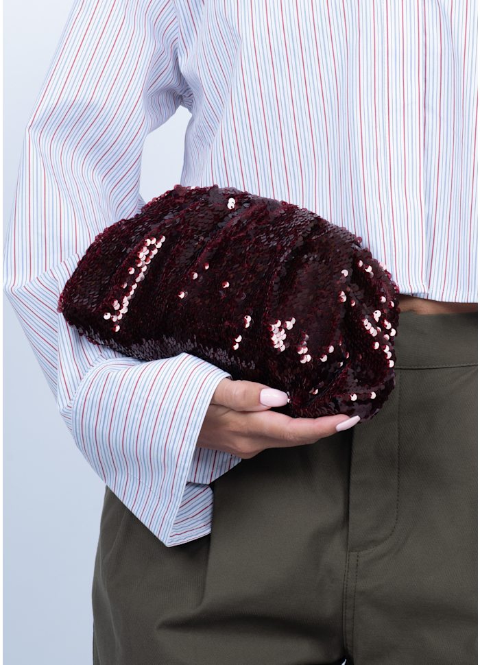 Sequin Clutch Bag Burgundy