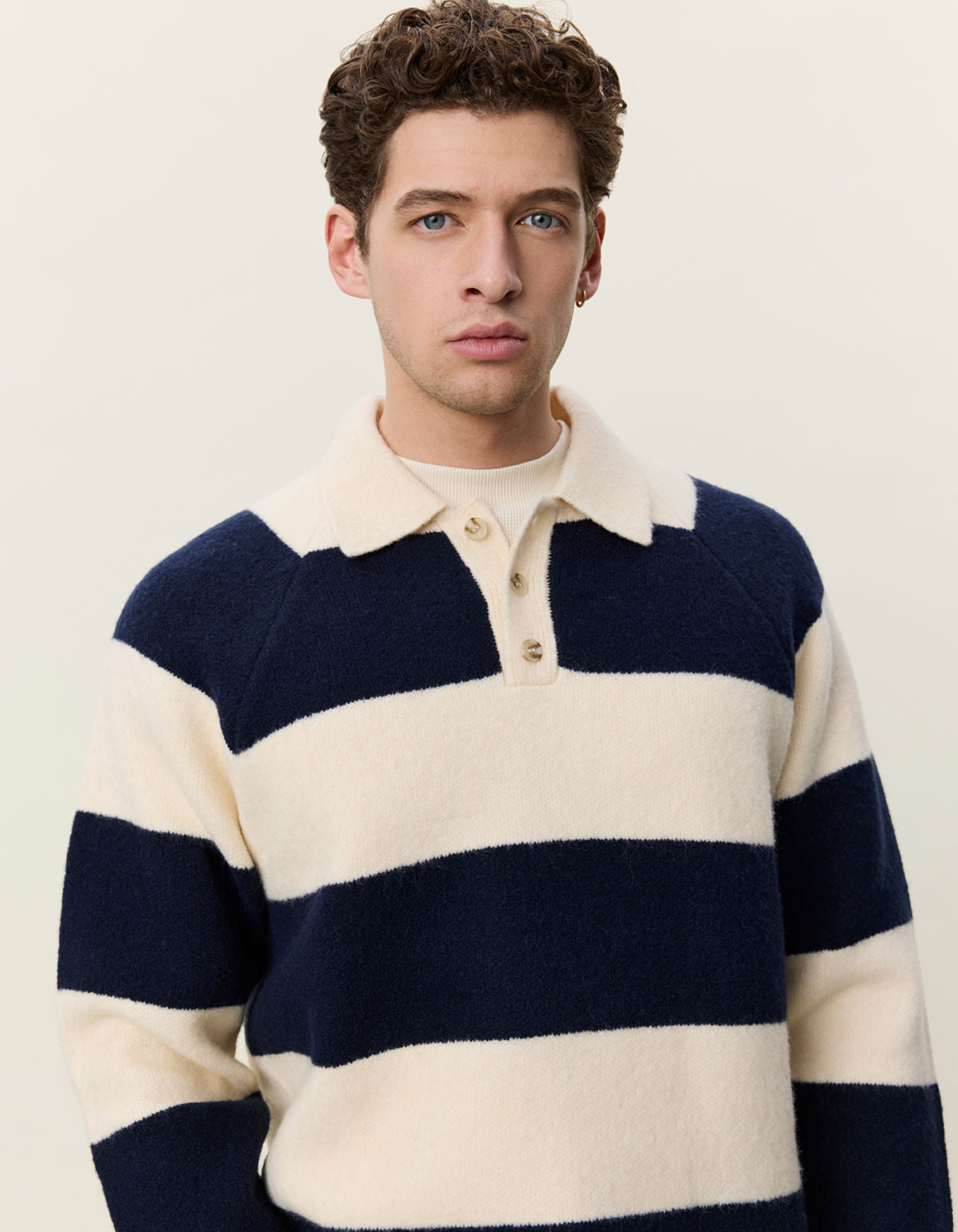 Striped Melange Knitted Polo