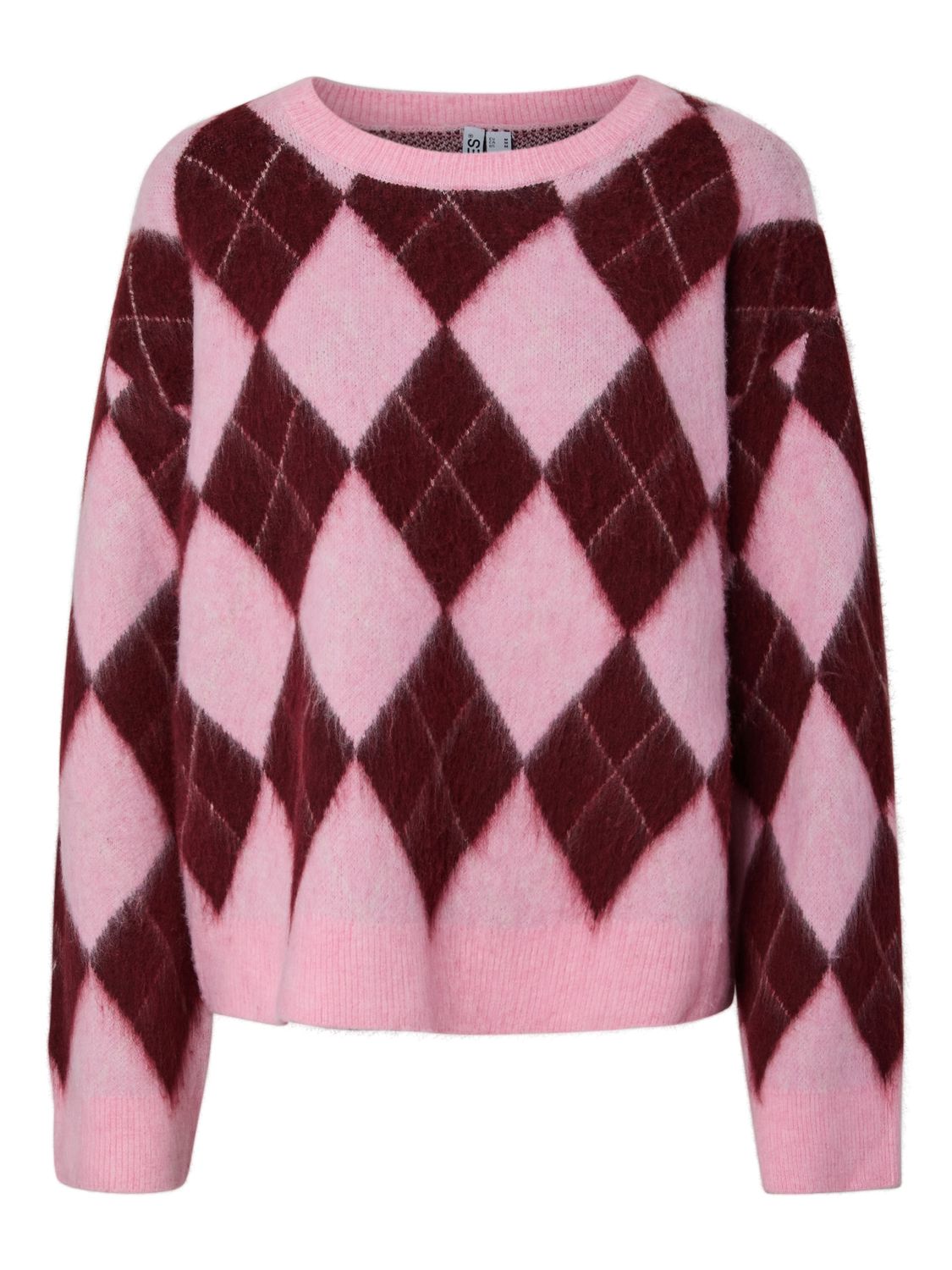 Pcalva Ls Loose O-Neck Check Knit
