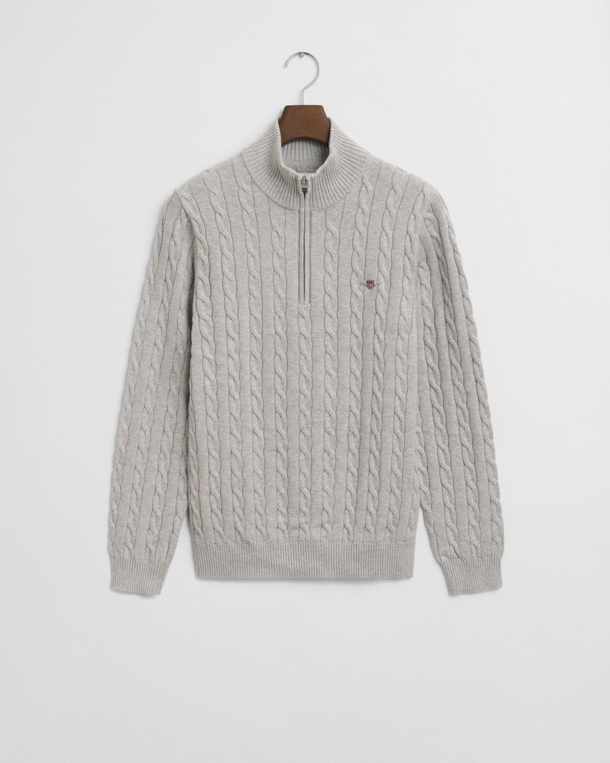 COTTON CABLE HALF ZIP 8050603 CLOUD GREY