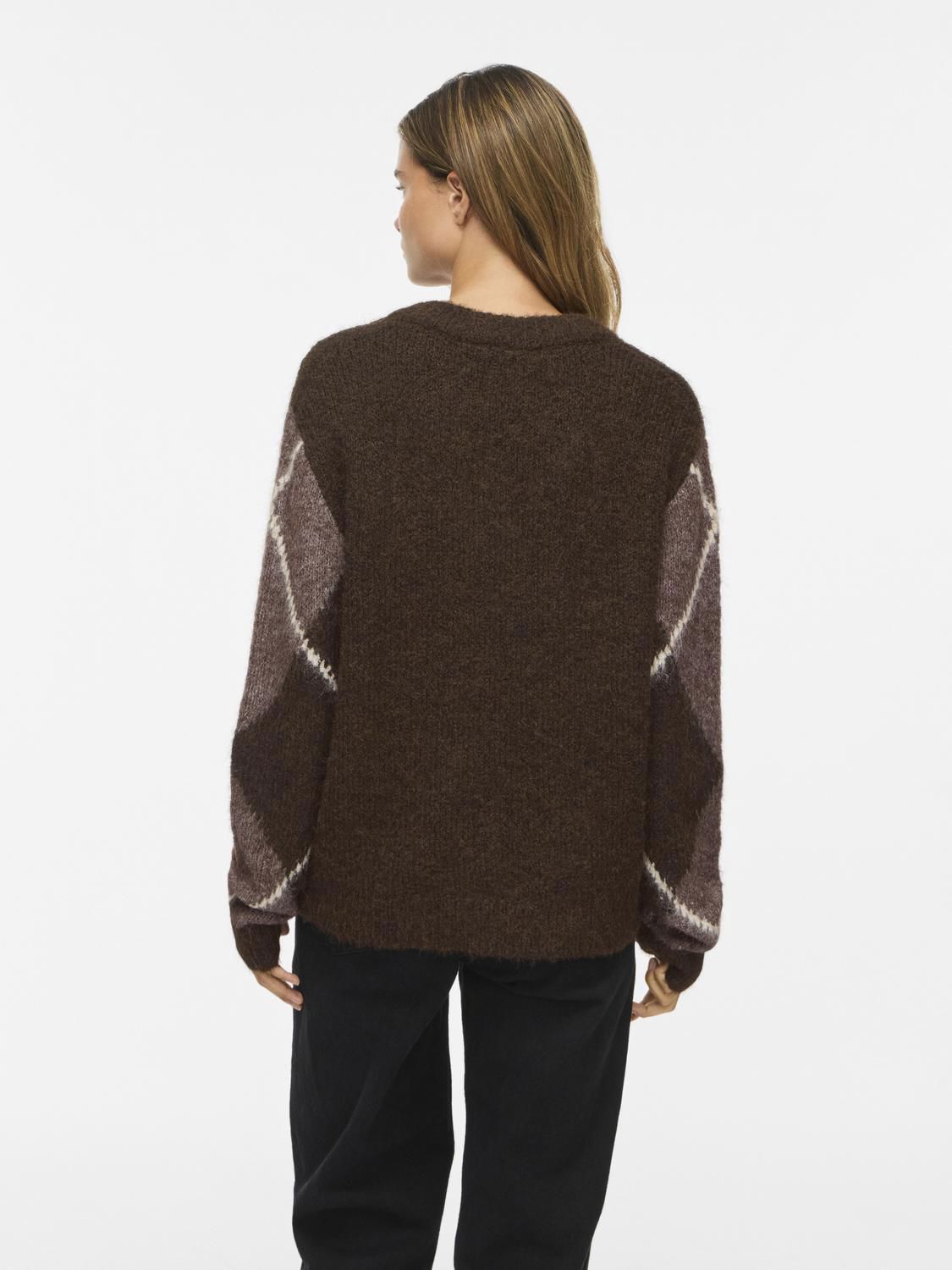 Vitolise V-Neck L/s Check Knit Top/tes