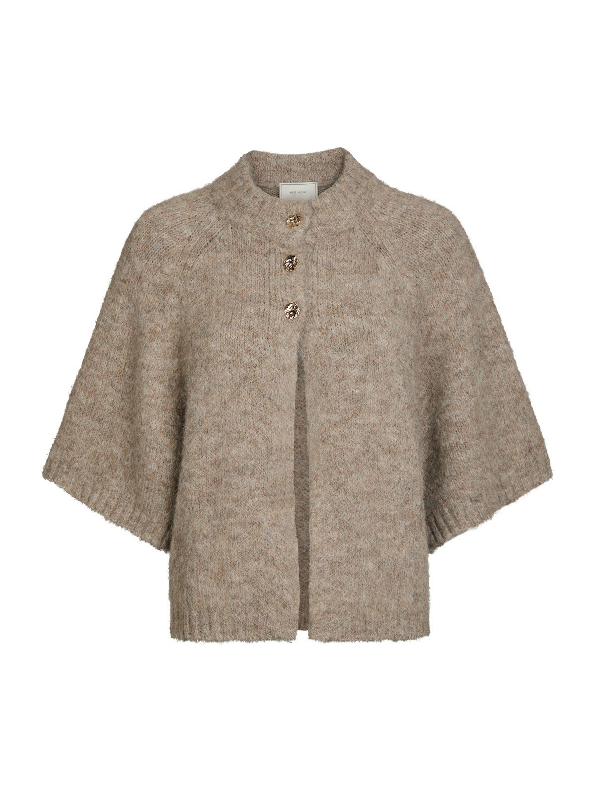 BENUTA FLUFFY KNIT CARDIGAN BEIGE MELANGE