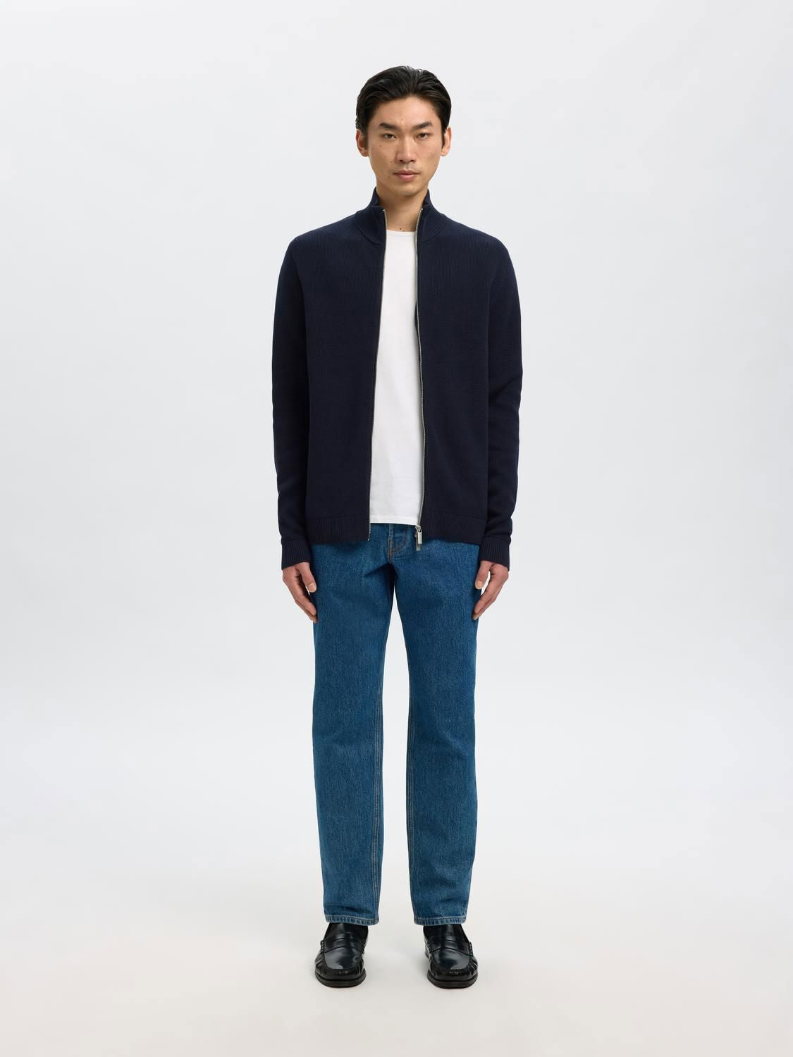 Slmdane Ls Knit Reg Struc Full Zip Noos