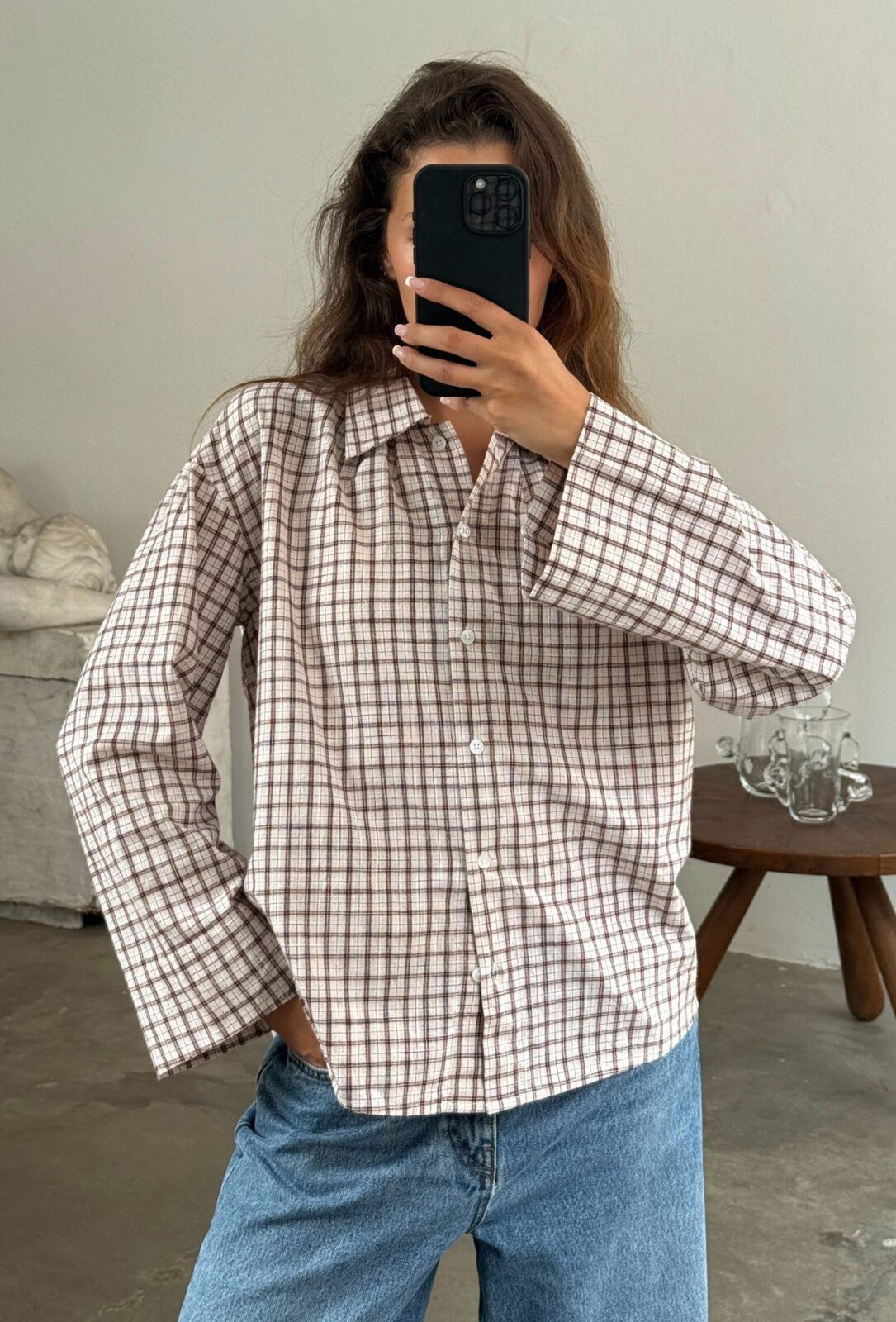 Tinsi check shirt Bordeaux/Beige