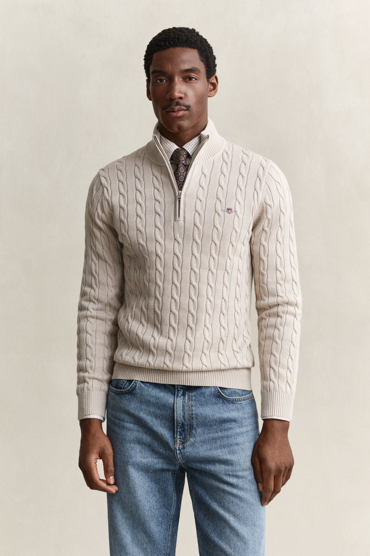 Cable Knit Half-Zip Sweater