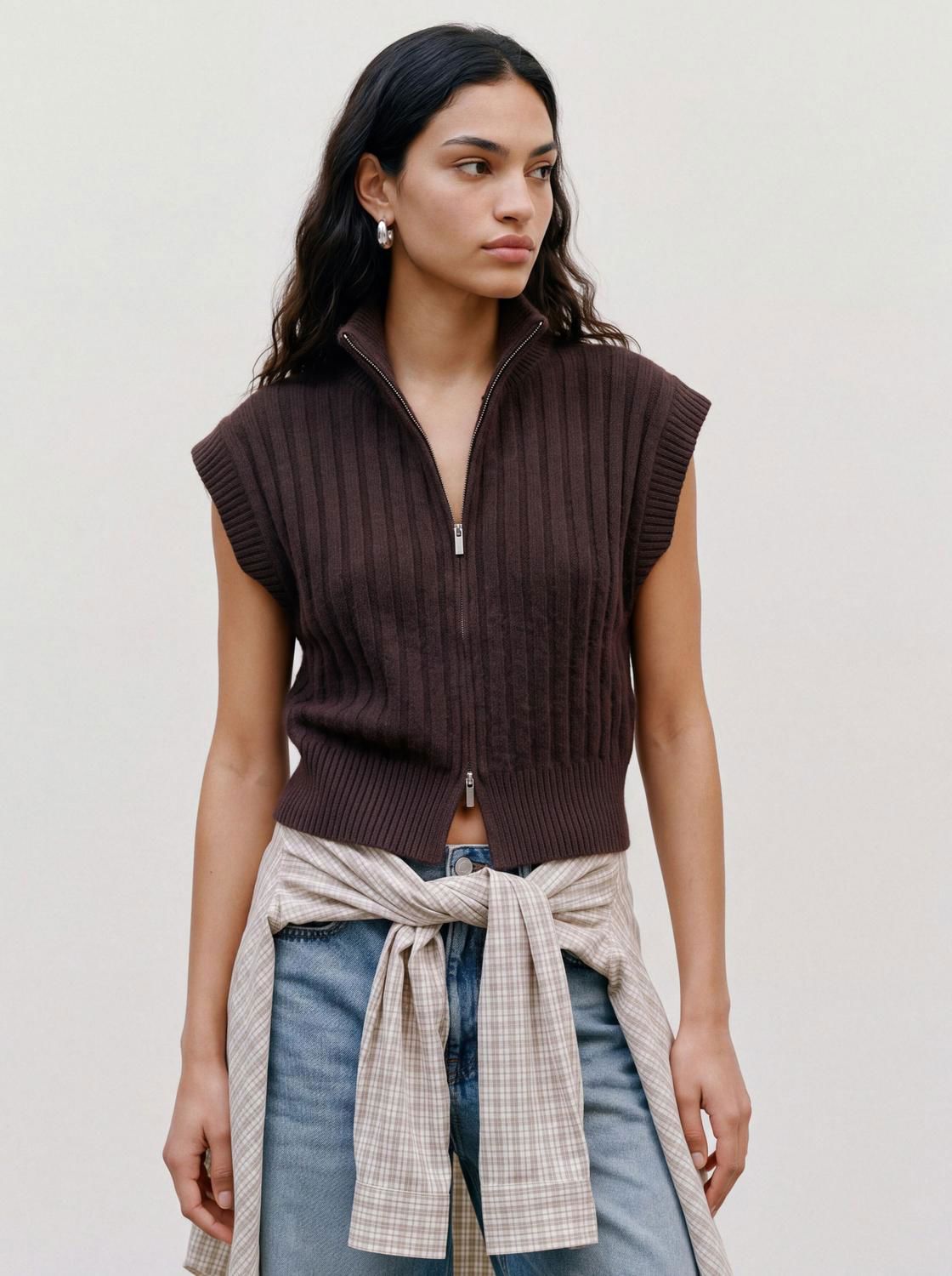 Vmbang Rib Sl Highneck Zipper Vest Noos