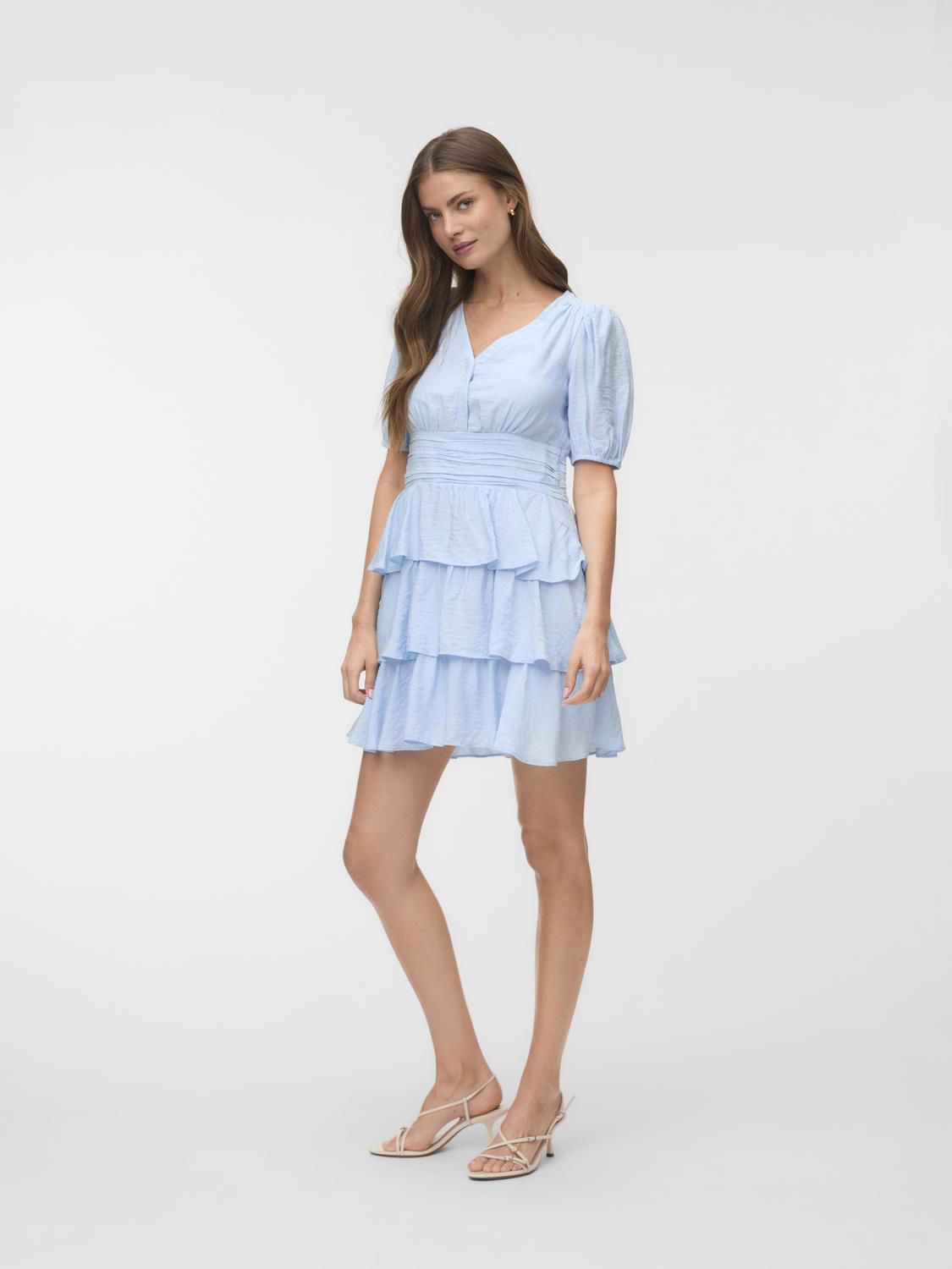 Vmlise 2/4 V-Neck Short Dress Wvn Exp