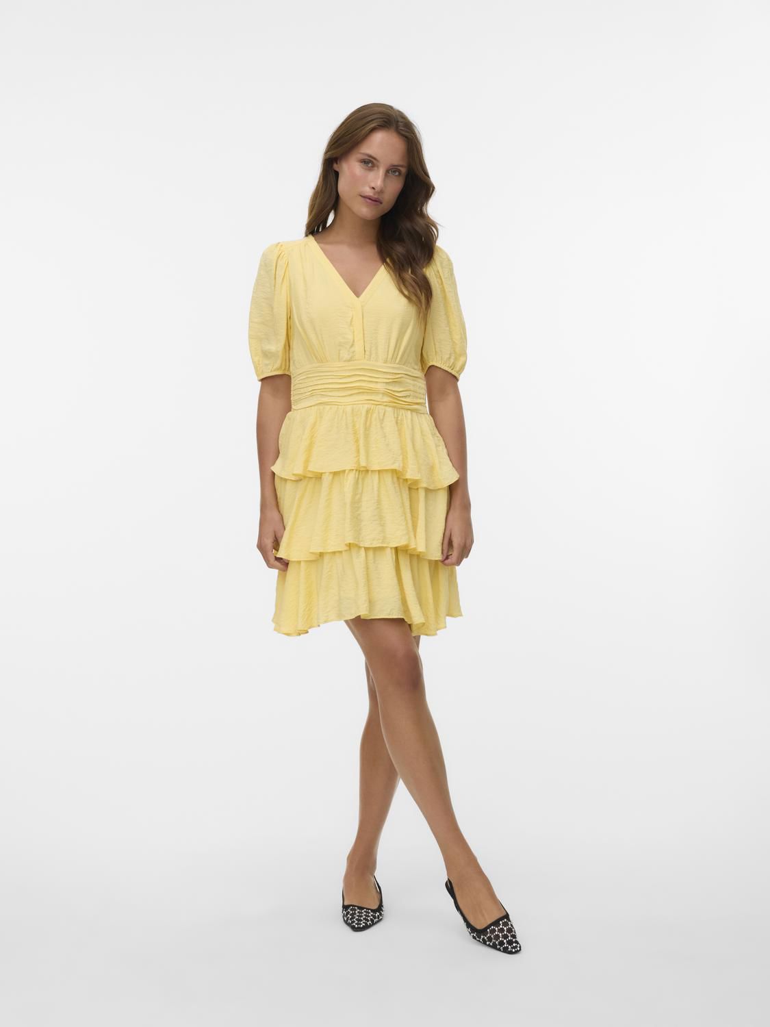 Vmlise 2/4 V-Neck Short Dress Wvn Exp