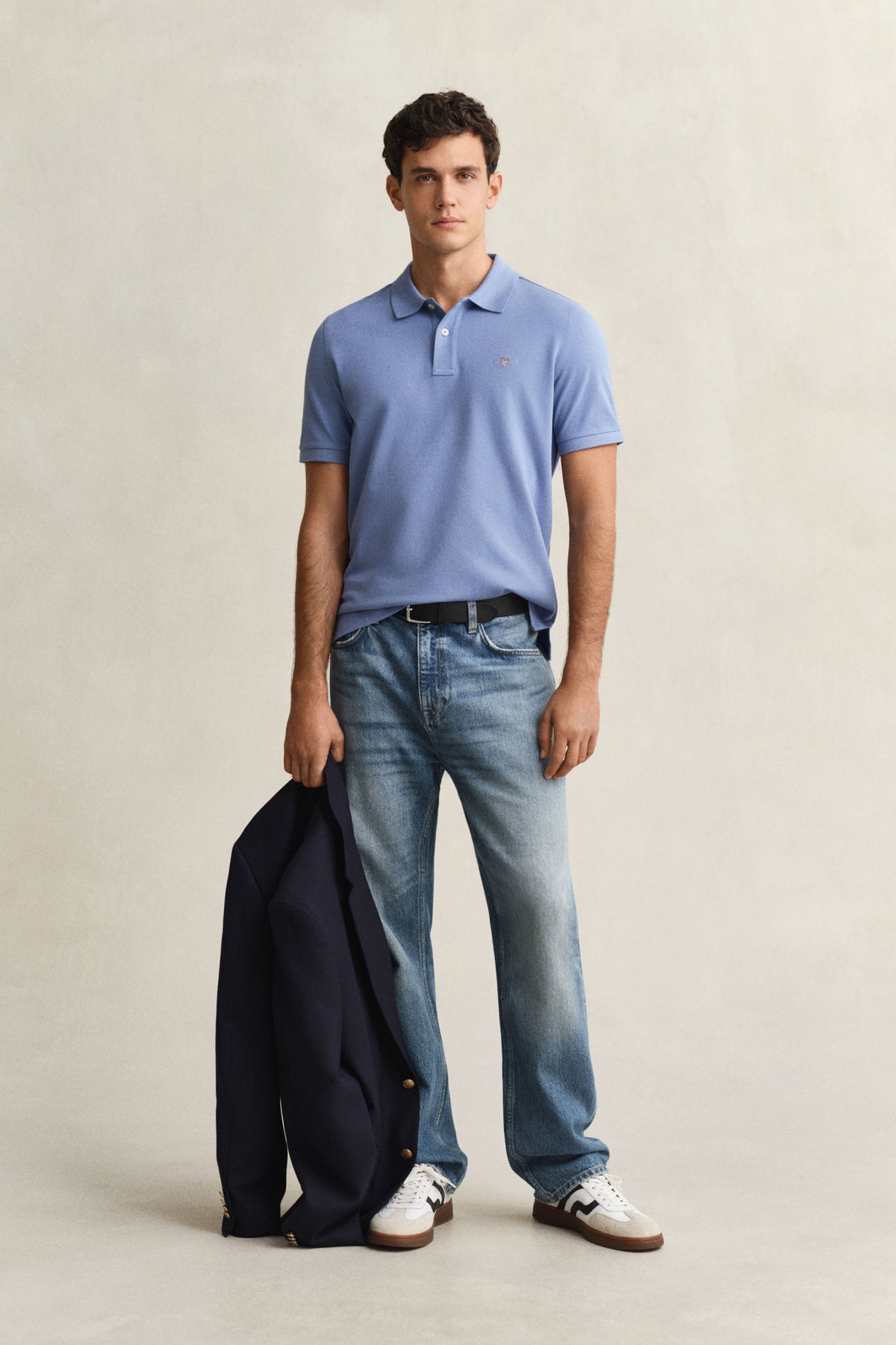 Reg Shield SS Pique Polo Faded Denim