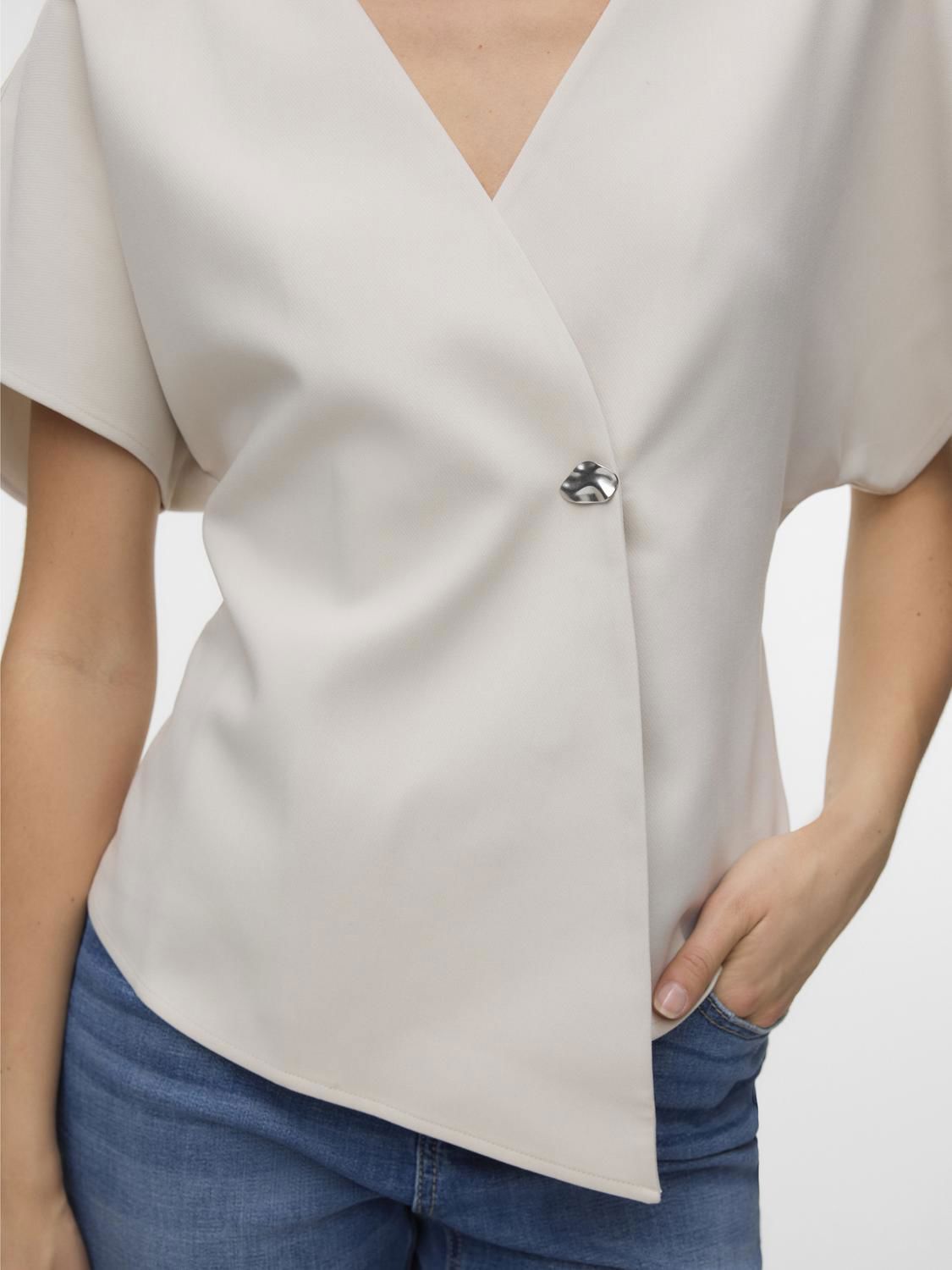 Vmsonja Ss V-Neck Top Wvn Exp