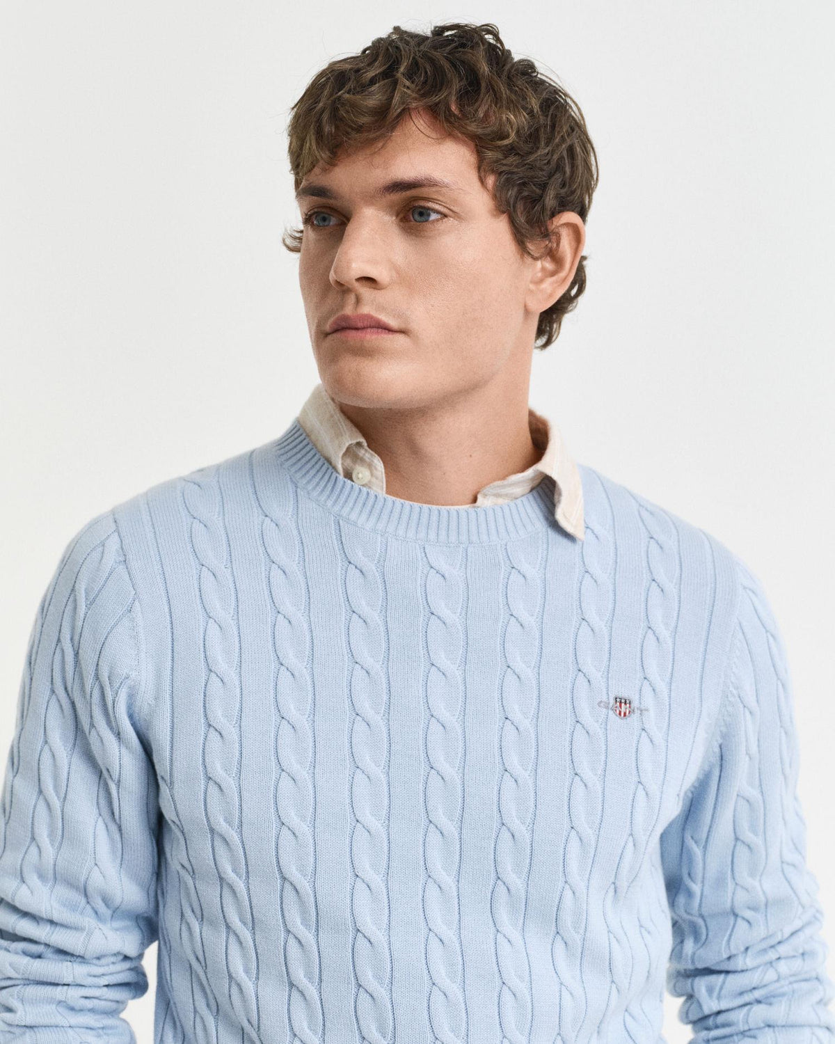 COTTON CABLE C-NECK 8050601 BLUE