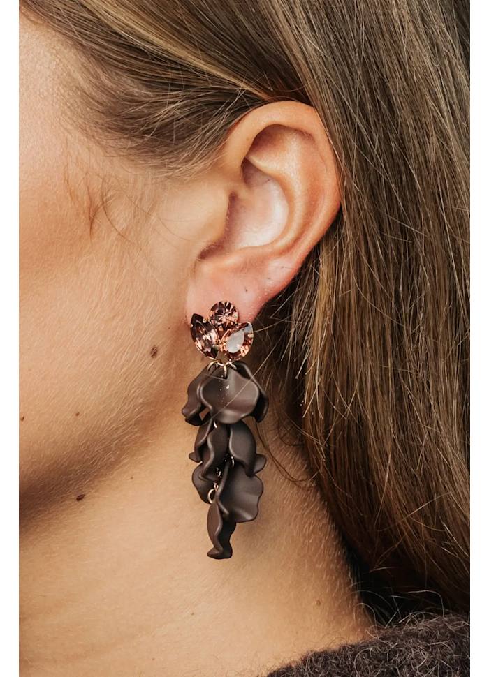Leaf Stone Earrings Brown