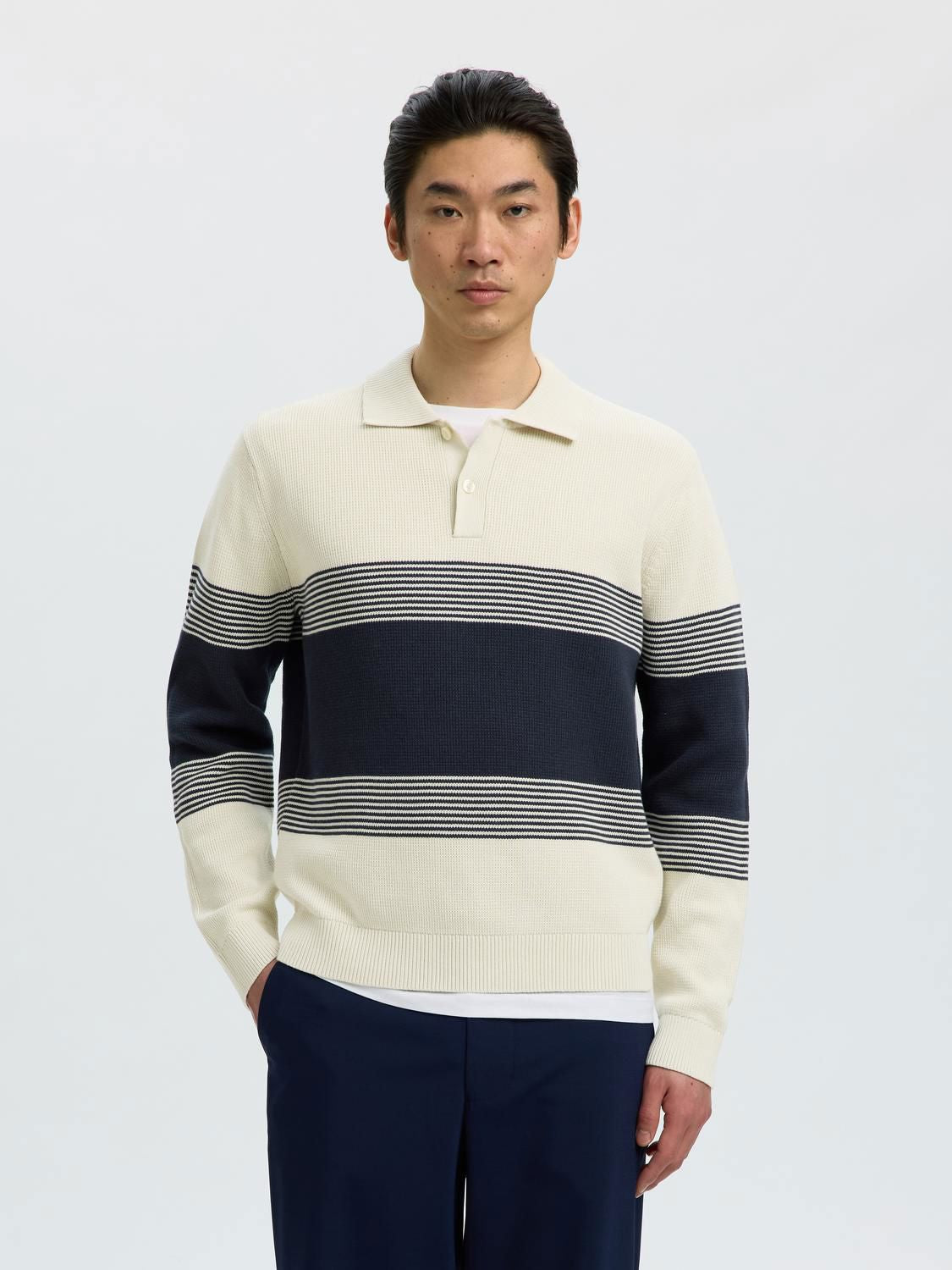 Slmdane Ls Knit Stripe Polo