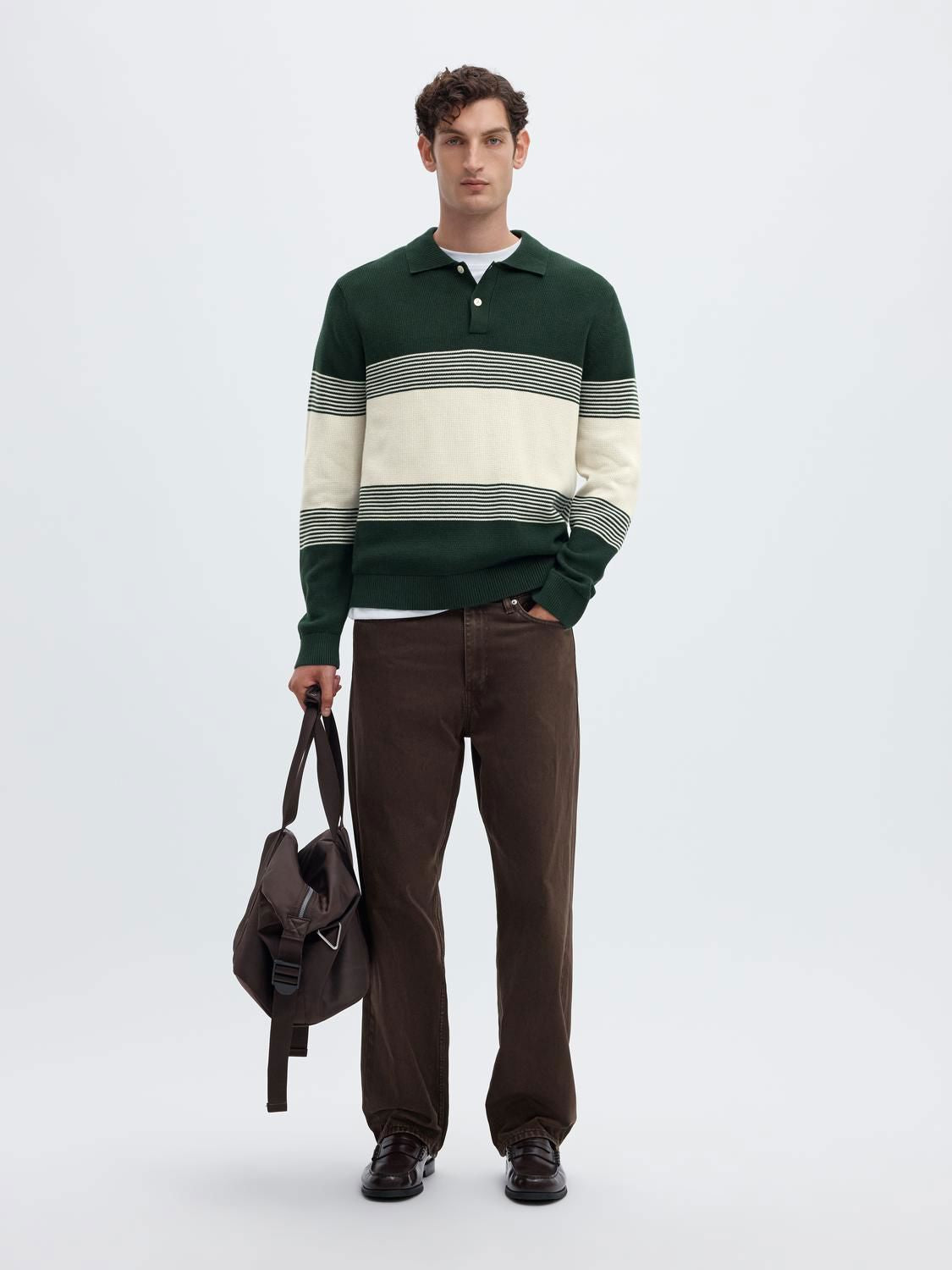 Slmdane Ls Knit Stripe Polo