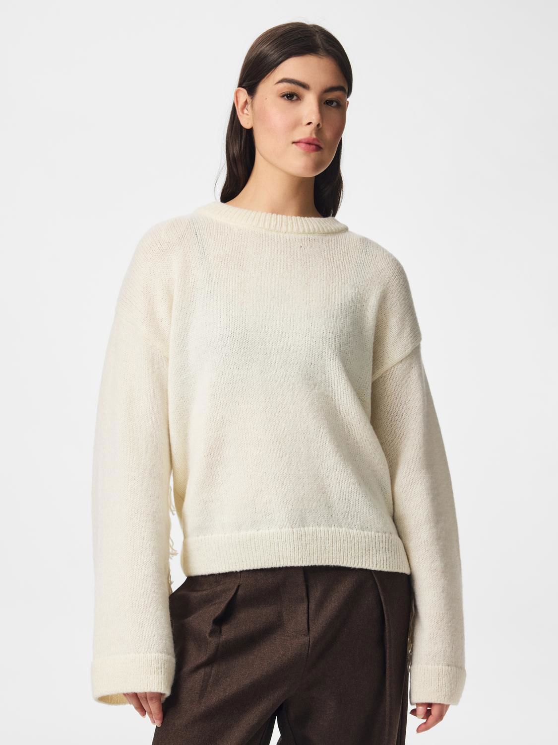 Pciva Ls O-Neck Fringes Knit Bc D2d