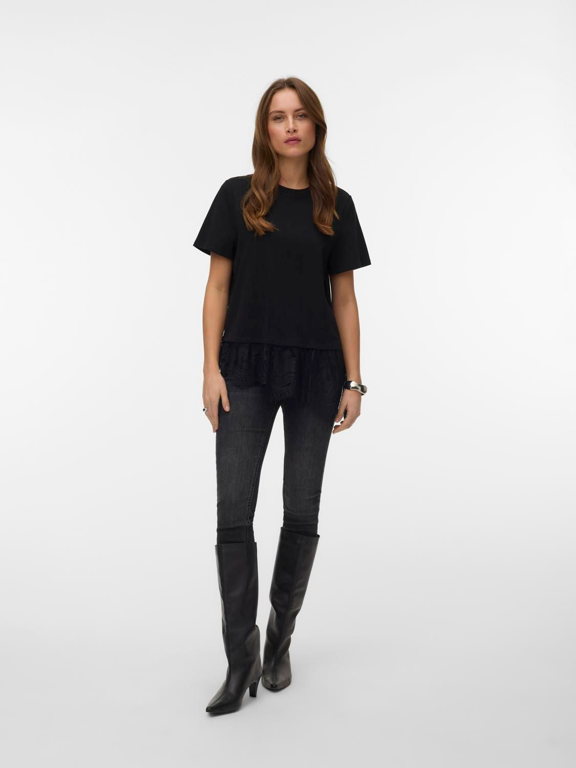 Vmbrit Ss O-Neck Lace T-Shirt Jrs