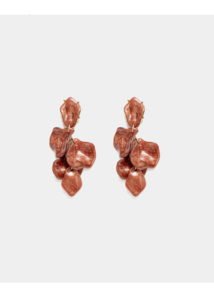 Leaf Marble Earrings Brick Red
