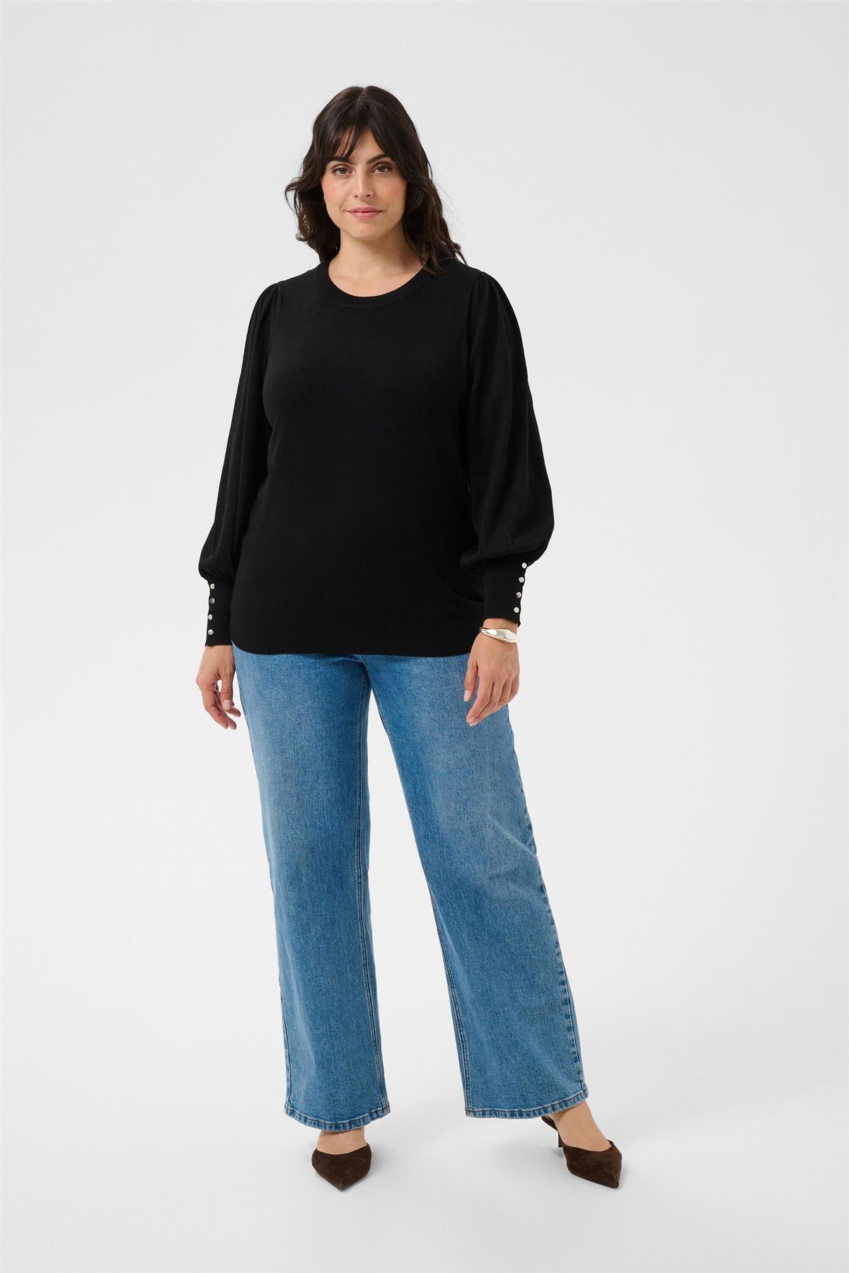 Kclizzy Round Neck Pullover Buttons