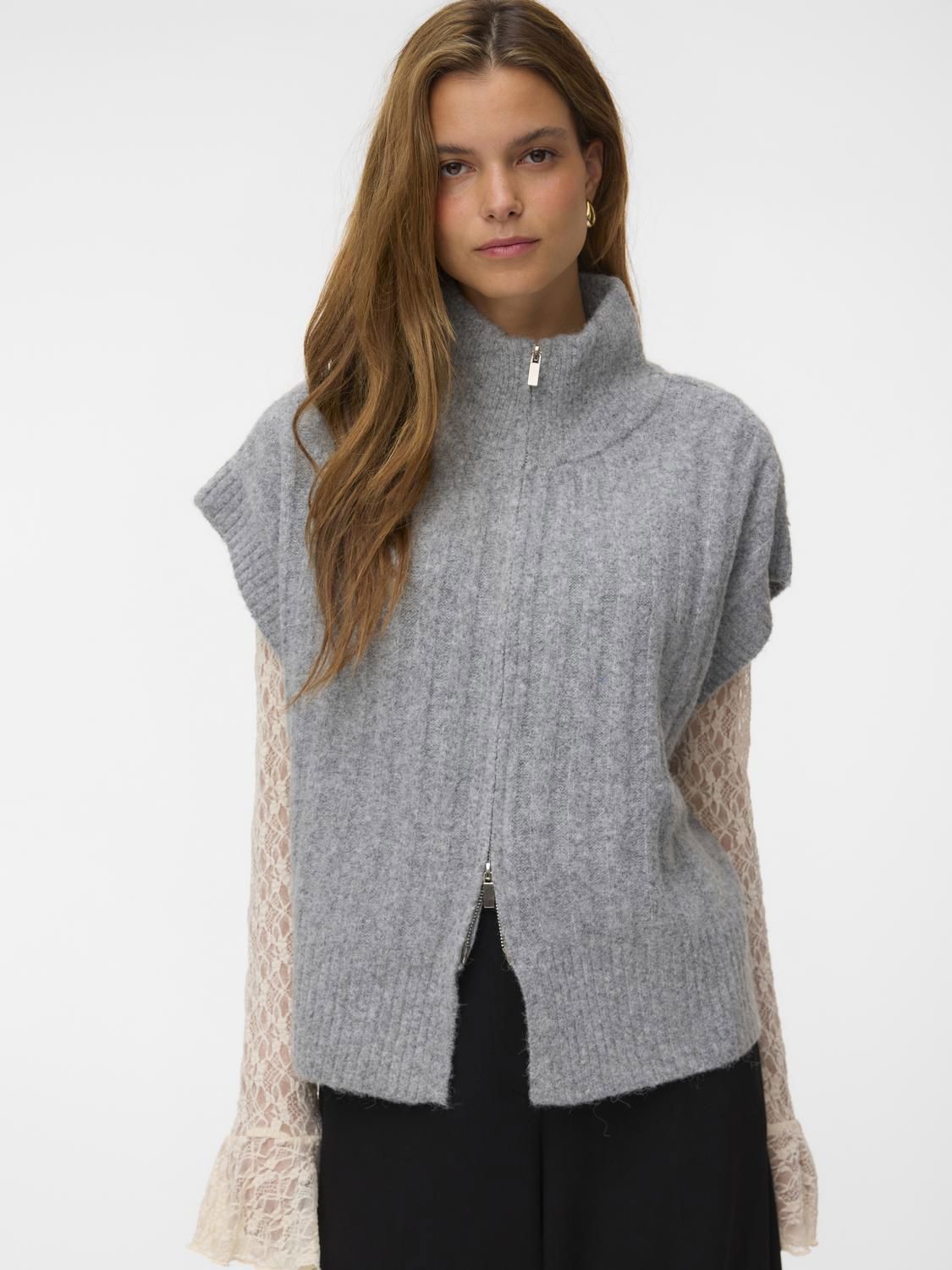 Vmbang Rib Sl Highneck Zipper Vest Noos