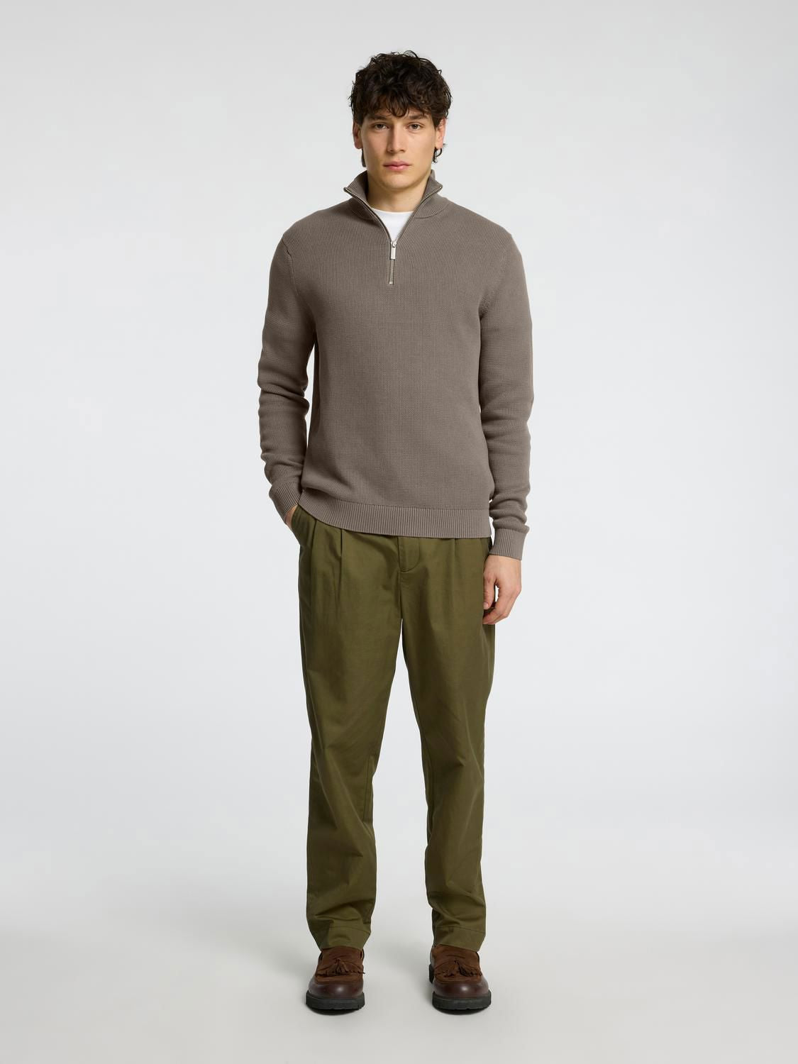 Slmdane Ls Knit Structure Half Zip Noos