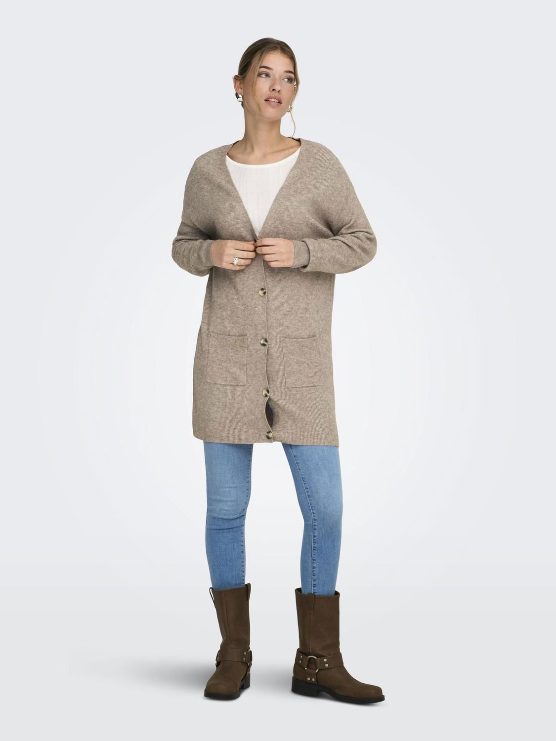 Onlibi Life Ls Rib Long Cardigan Ex Knt