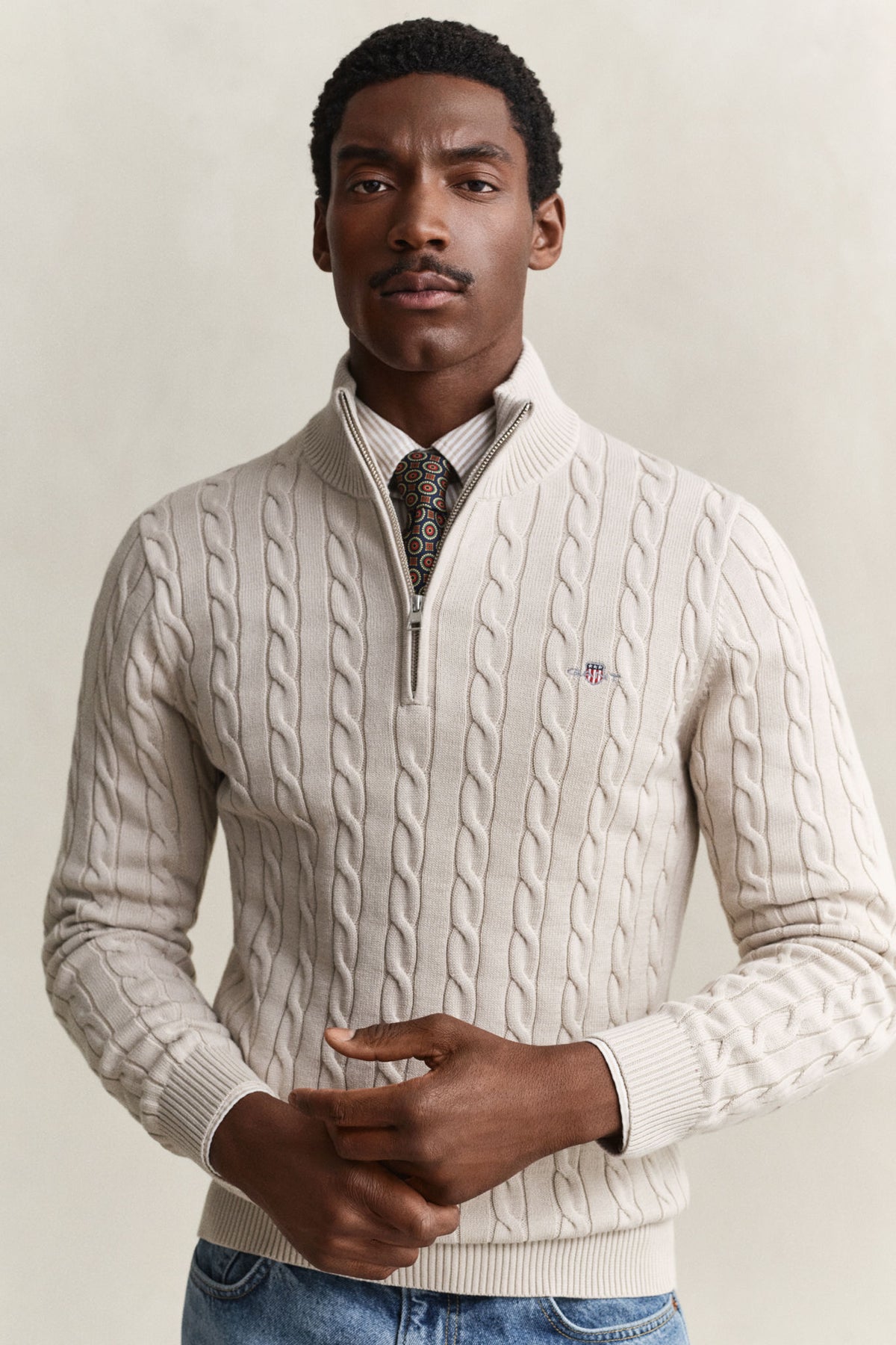 Cable Knit Half-Zip Sweater