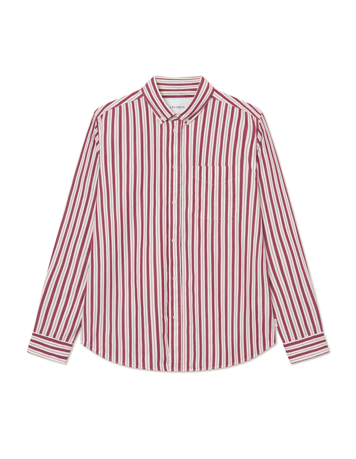 KENT STRIPE PEACHED POPLIN SHIRT BEET RED/WHITE
