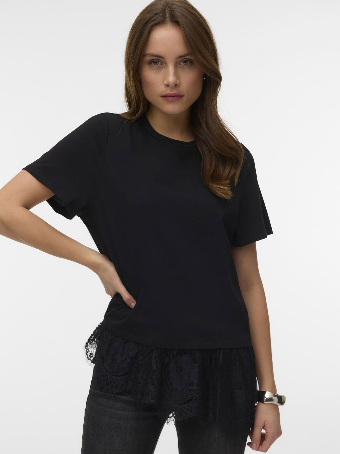 Vmbrit Ss O-Neck Lace T-Shirt Jrs