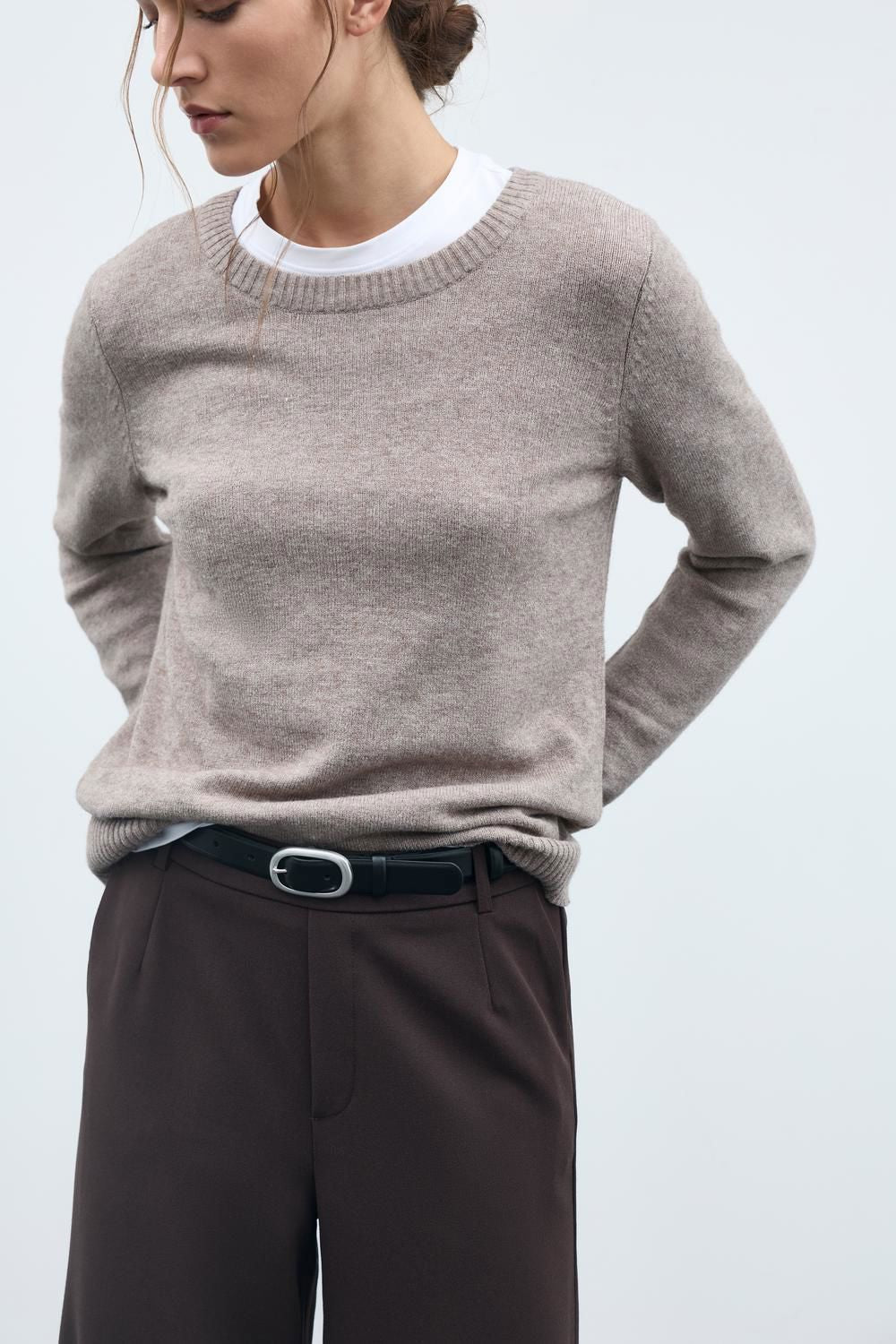 VIRIL O-NECK L/S KNIT TOP NOOS FALCON/MELANGE