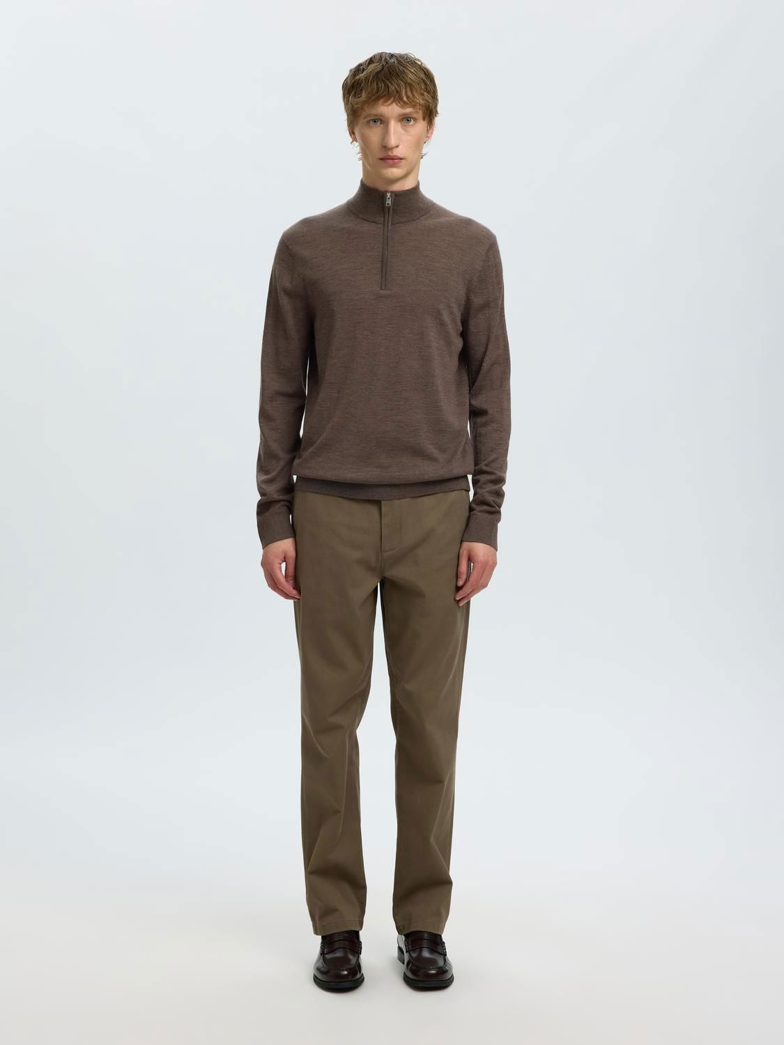 Slmtray Ls Knit Reg Merino Half Zip Noos