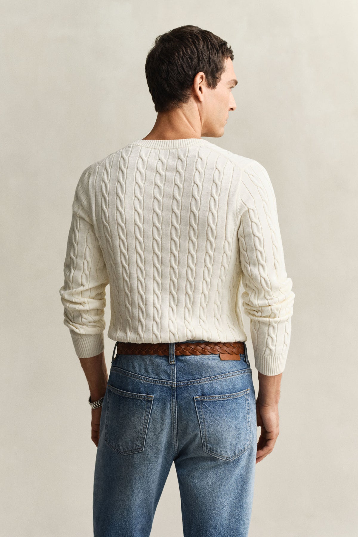COTTON CABLE C-NECK 8050601 CREAM