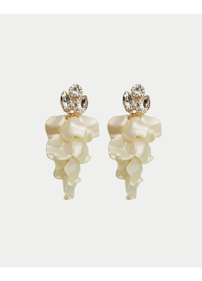 Leaf Stone Earrings Offwhite
